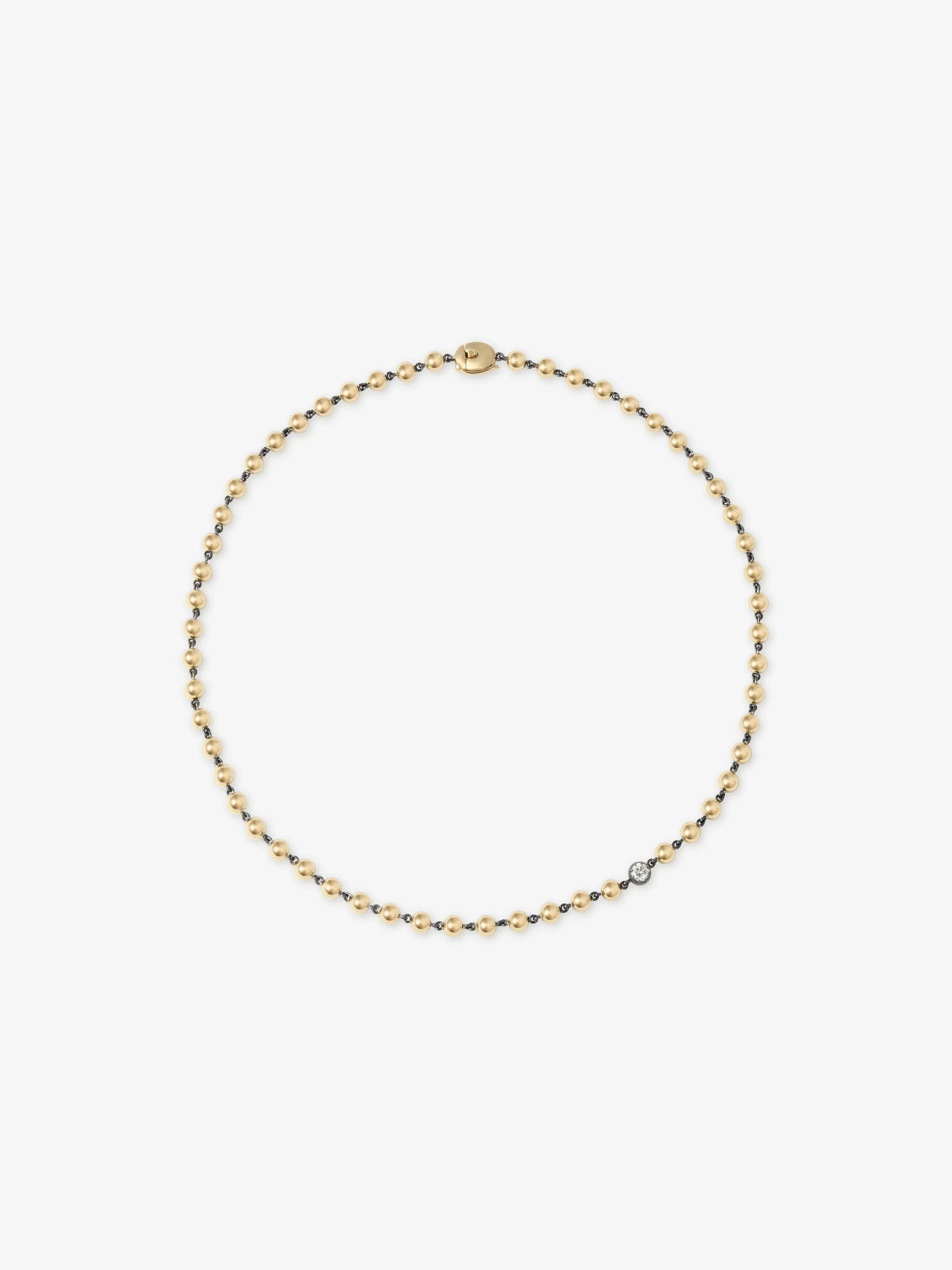 Ball n Chain Yellow Gold Diamond 16" Necklace View 1