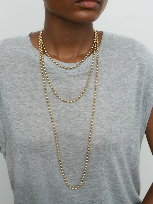 Ball n Chain Yellow Gold 36" Necklace View 3