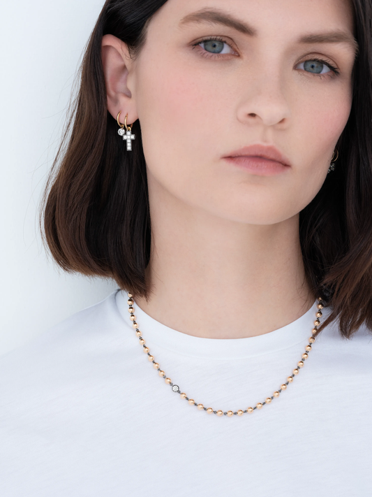 Ball n Chain Rose Gold Diamond 18" Necklace View 3