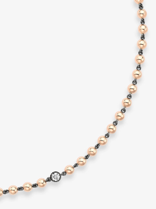 Ball n Chain Rose Gold Diamond 18" Necklace View 2