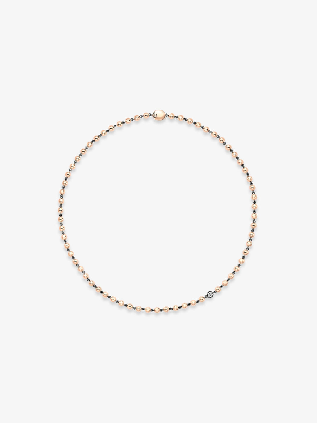 Ball n Chain Rose Gold Diamond 18" Necklace  View 1