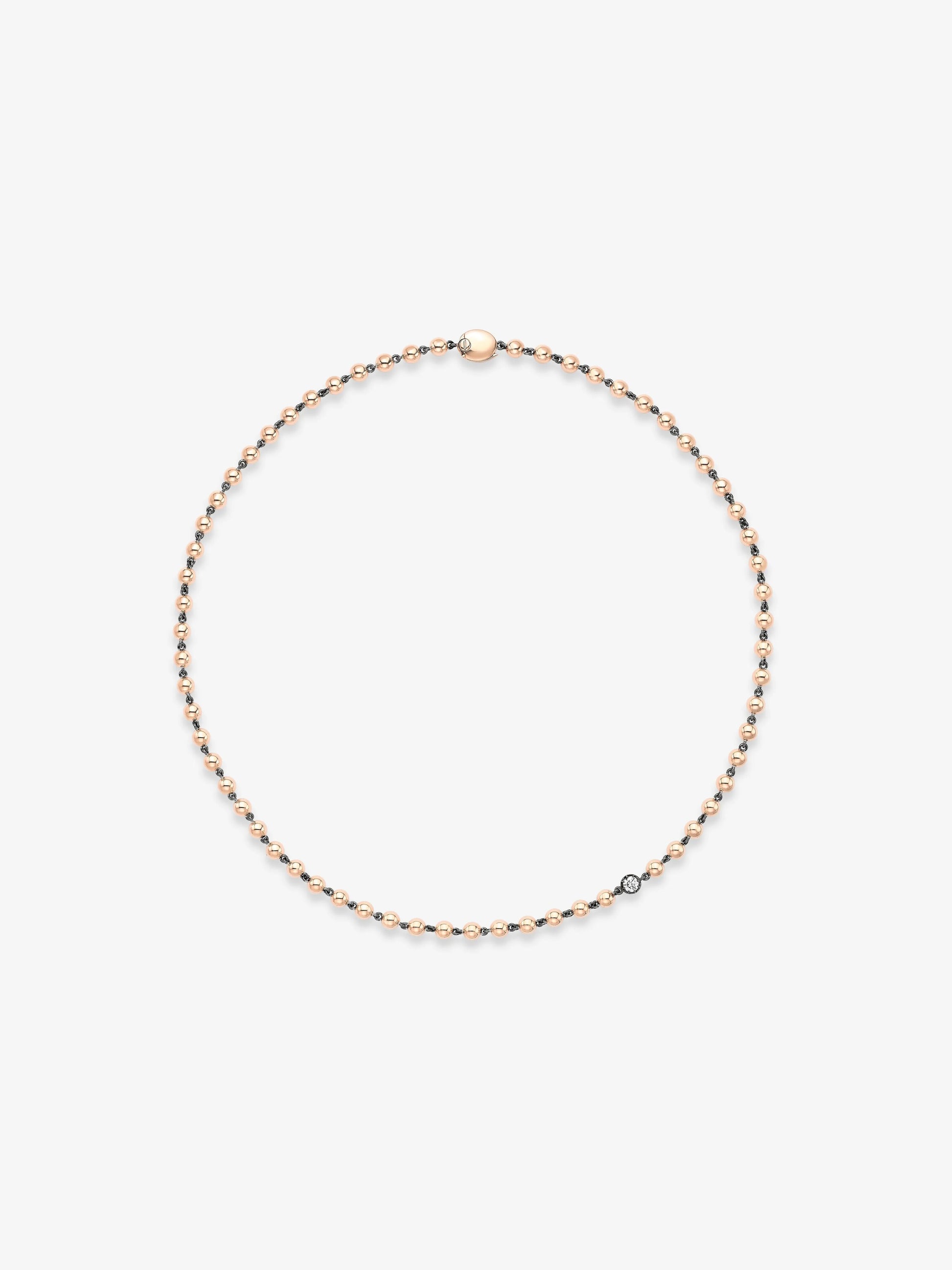 Ball n Chain Rose Gold Diamond 18" Necklace View 1