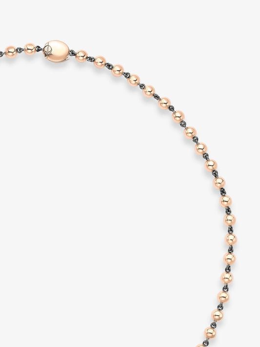 Ball n Chain Rose Gold Diamond 18" Necklace View 4