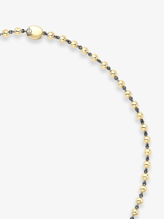 Ball n Chain Yellow Gold Diamond 18" Necklace View 3