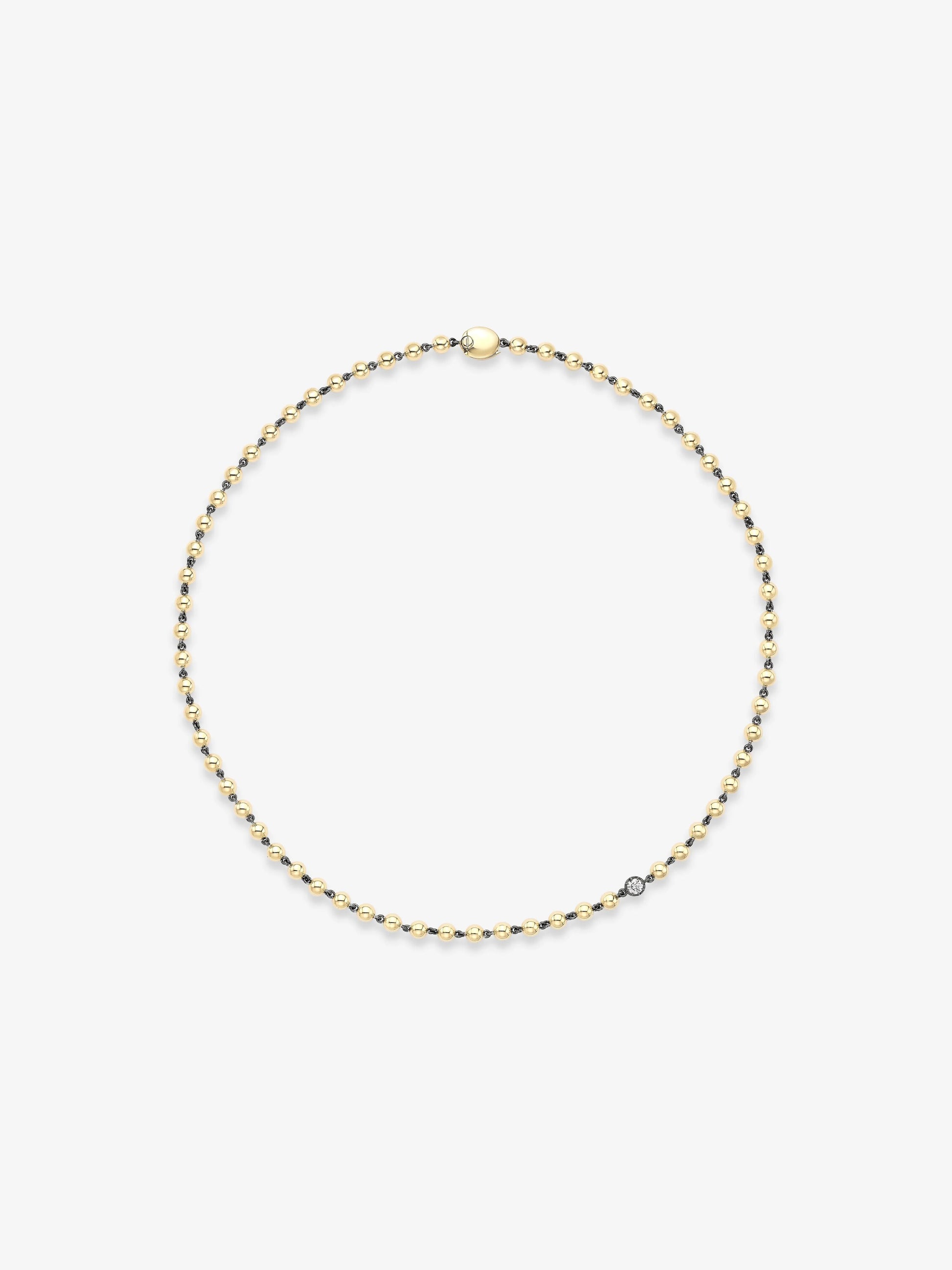 Ball n Chain Yellow Gold Diamond 18" Necklace View 1