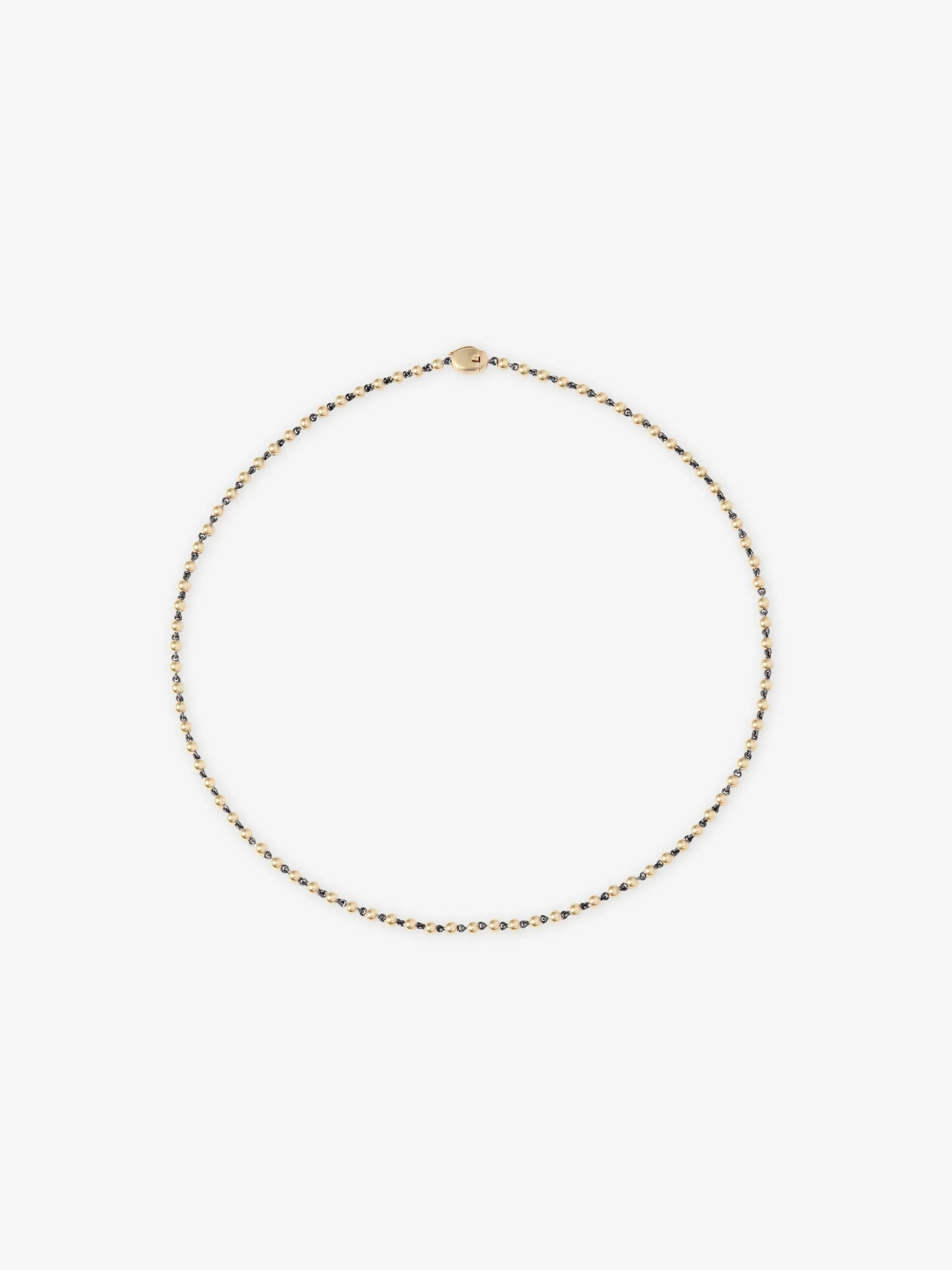 Micro Ball n Chain Yellow Gold 16" Necklace View 1