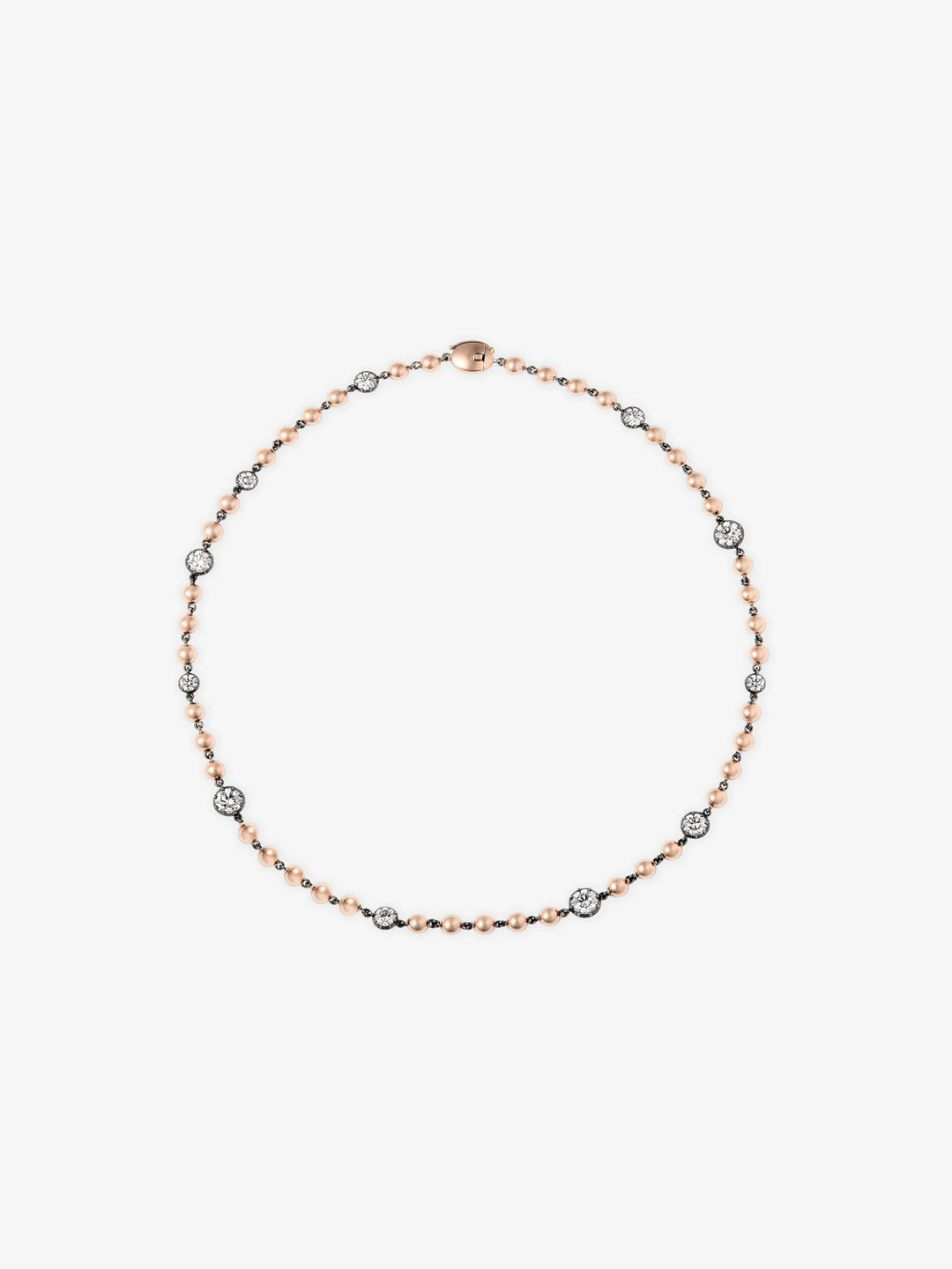 Ball n Chain Rose Gold Multi Diamond 16" Necklace  View 1
