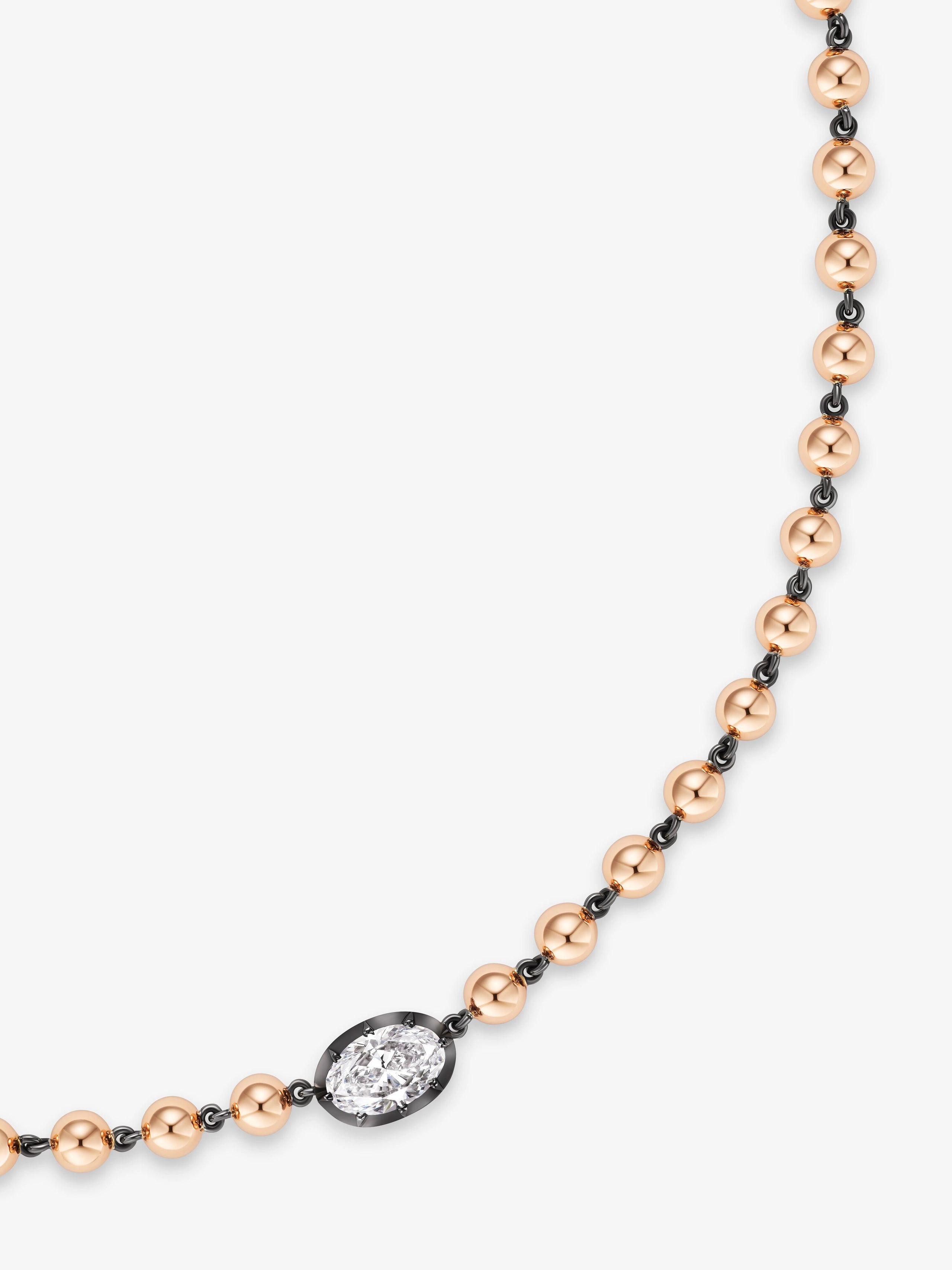 Ball n Chain East-West 1.50ct Oval Diamond 16" Necklace View 4