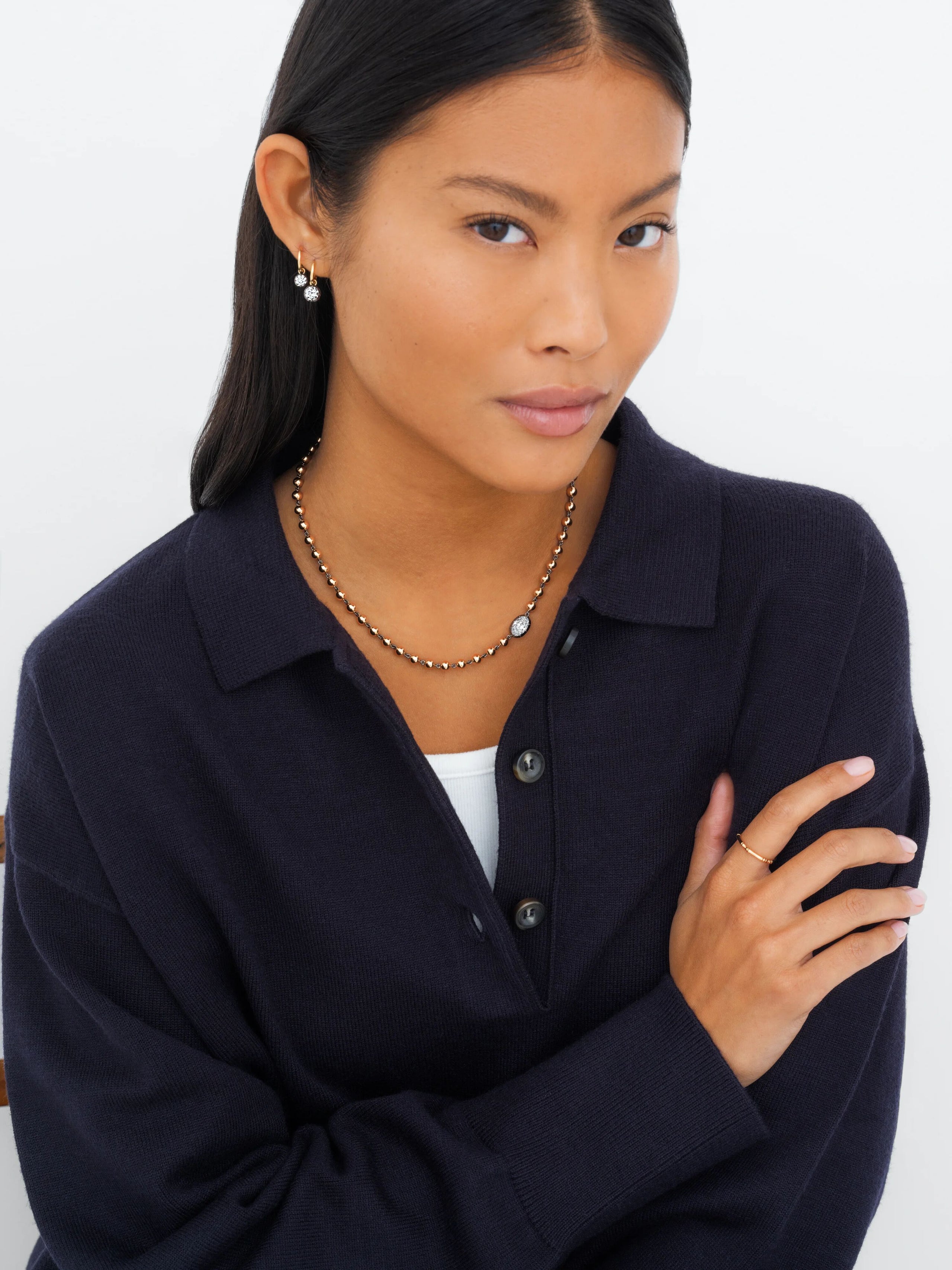 Ball n Chain East-West 1.50ct Oval Diamond 16" Necklace View 3