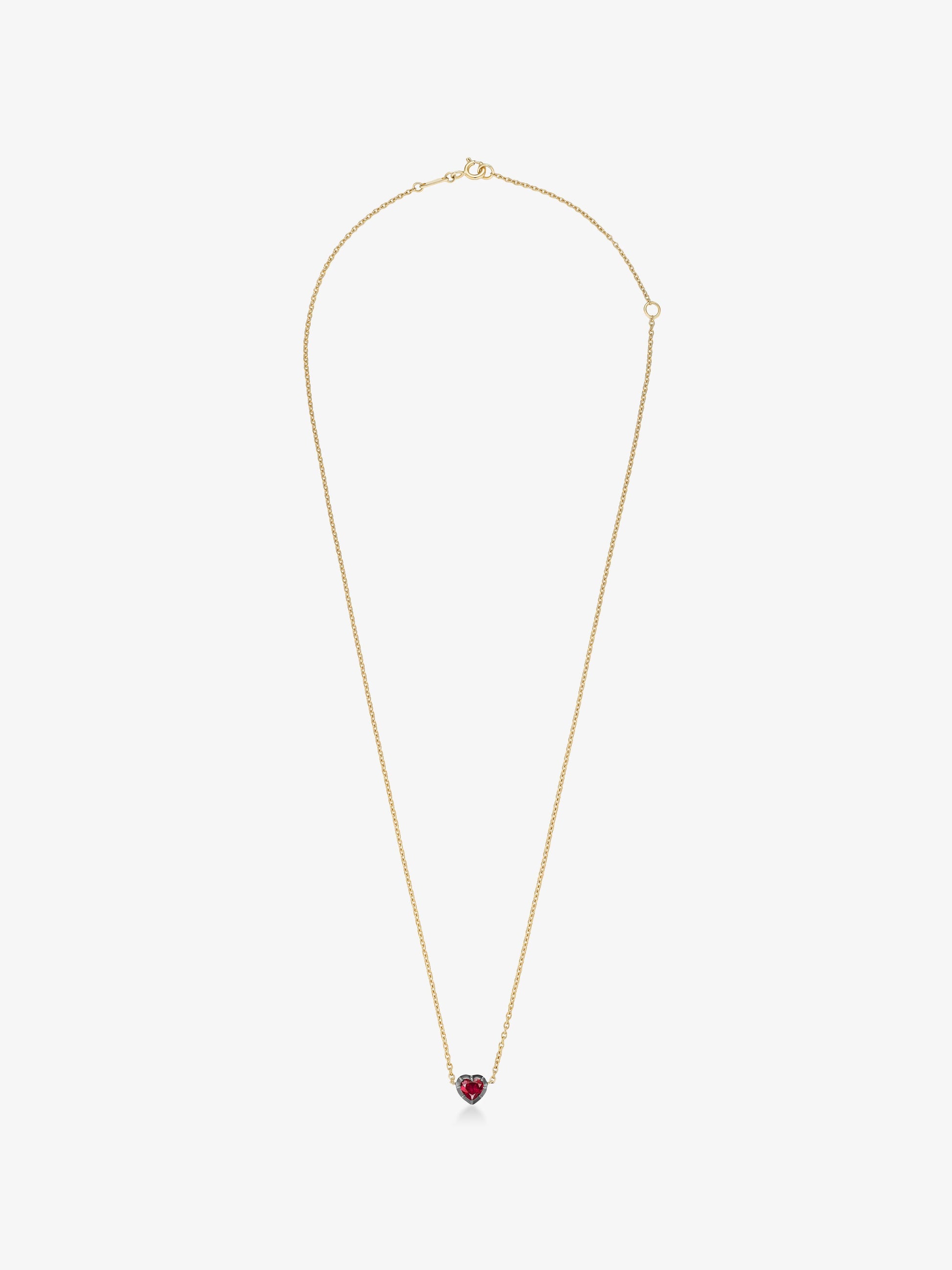 Georgian Cut-Down 0.50ct Heart-Shaped Ruby & Blackened Gold Pendant View 1