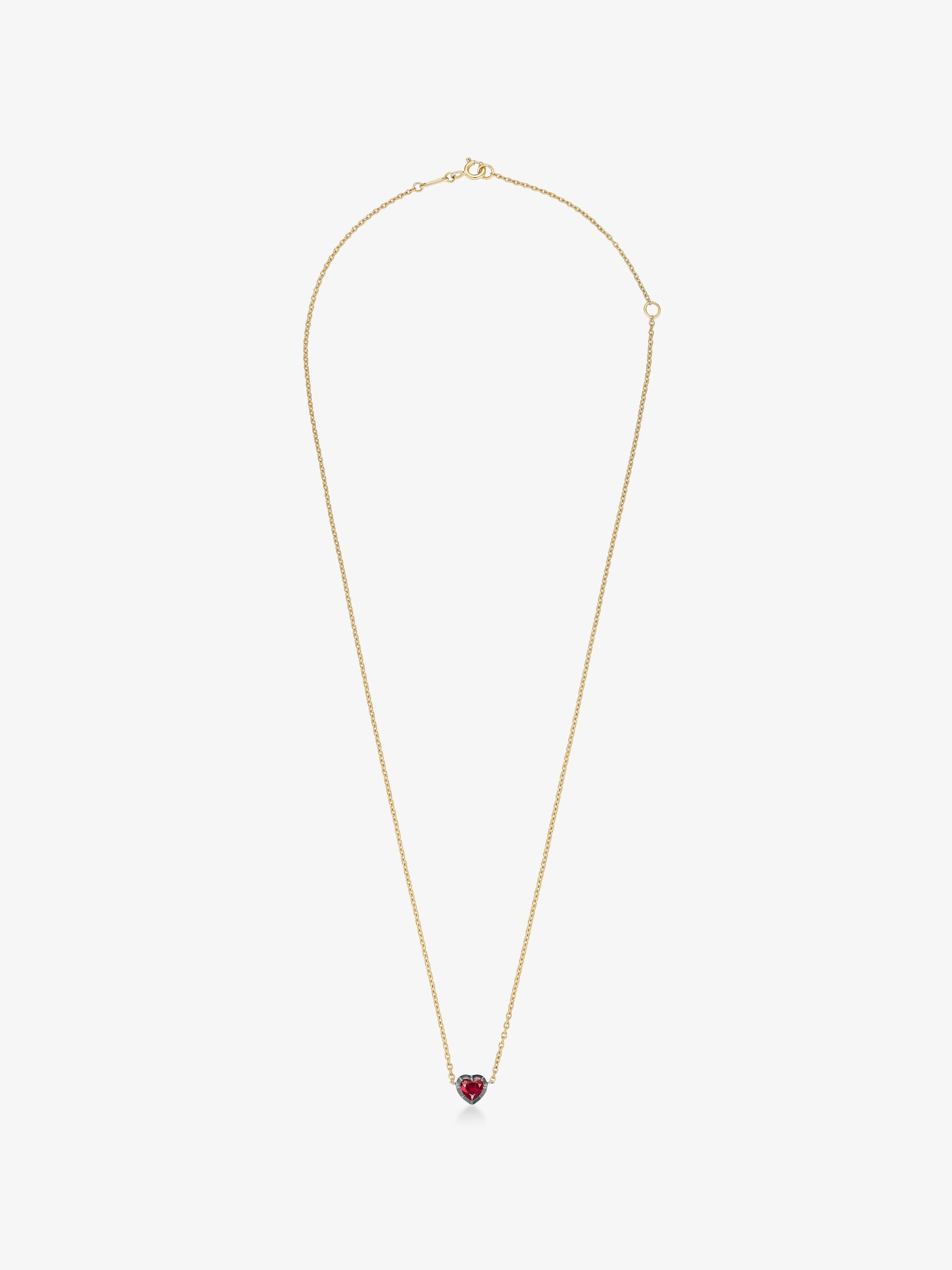 Georgian Cut-Down 0.50ct Heart-Shaped Ruby & Blackened Gold Pendant View 1