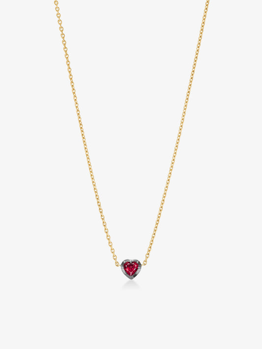 Georgian Cut-Down 0.50ct Heart-Shaped Ruby & Blackened Gold Pendant View 2