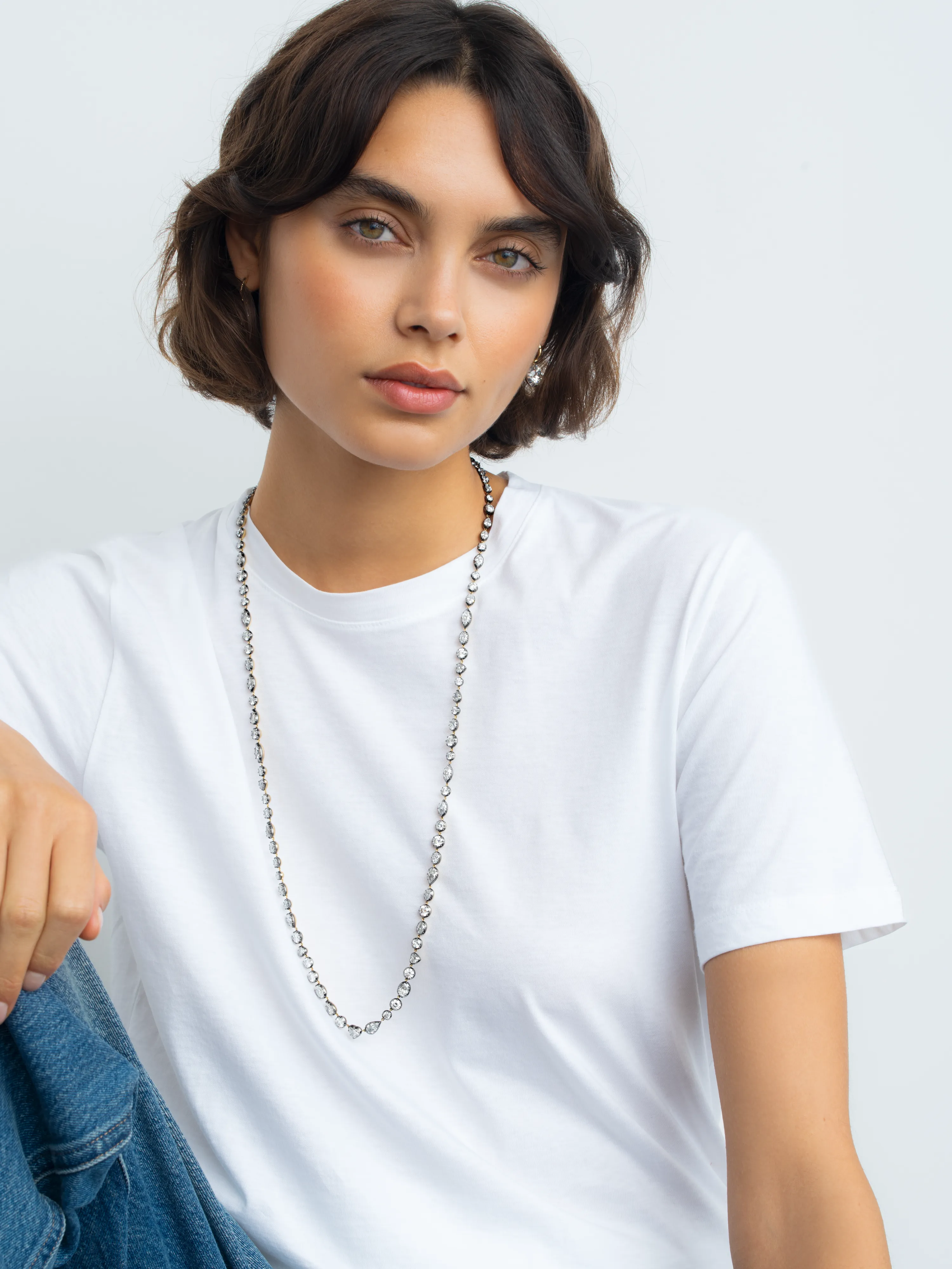 Signature Multi-Shape Diamond Button Back 32" Necklace View 3