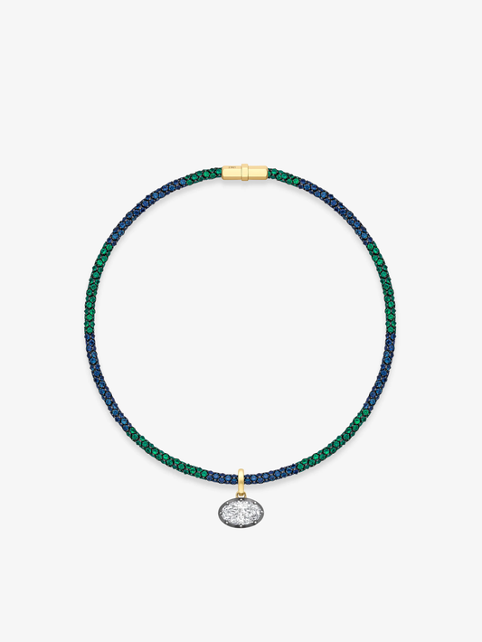 Tempest Narrow Emerald & Sapphire Necklace View 2