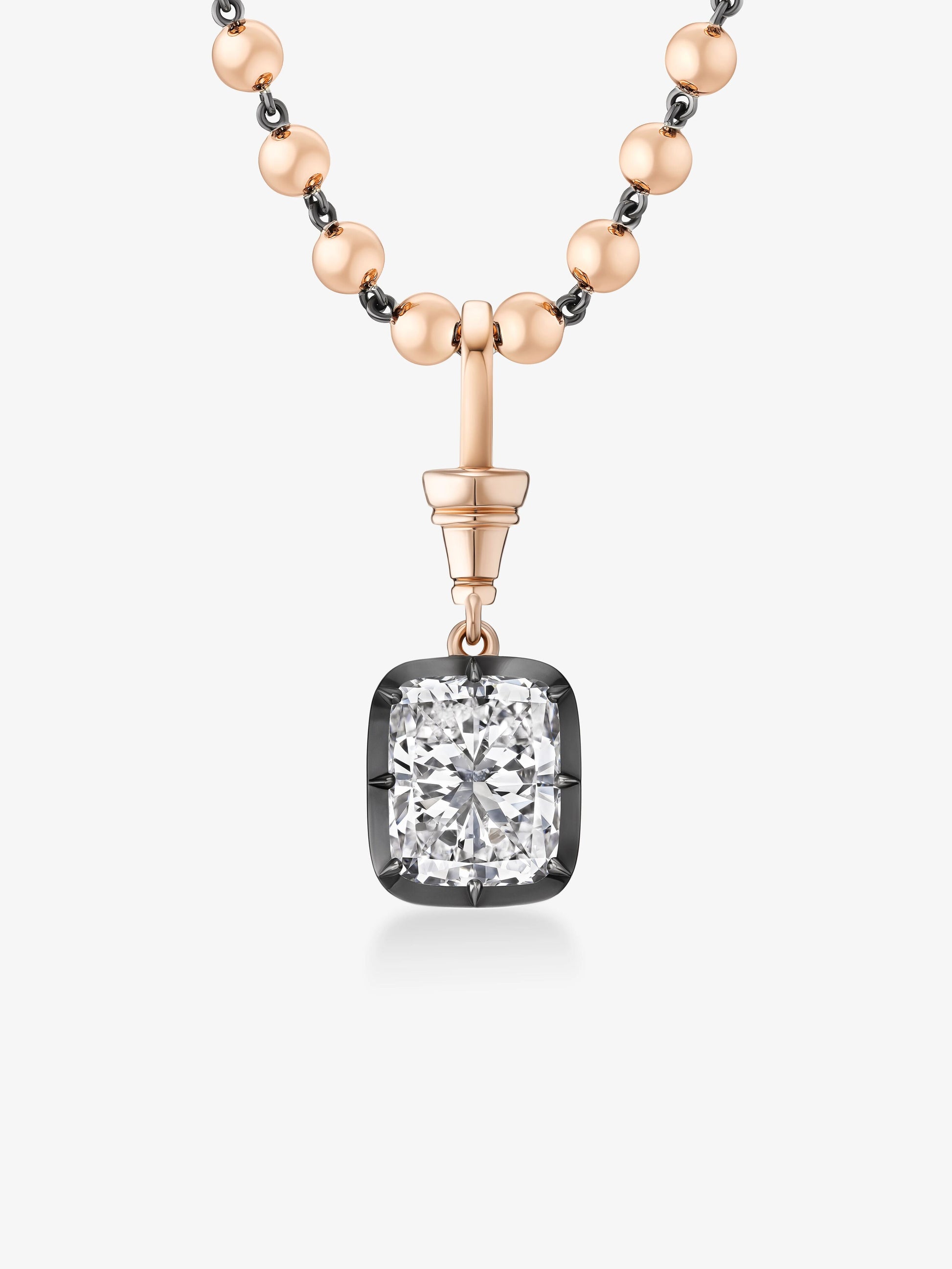 Ball n Chain 4.72ct Cushion Diamond Pendant View 2