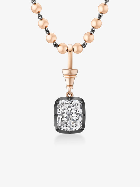 Ball n Chain 4.72ct Cushion Diamond Pendant View 2