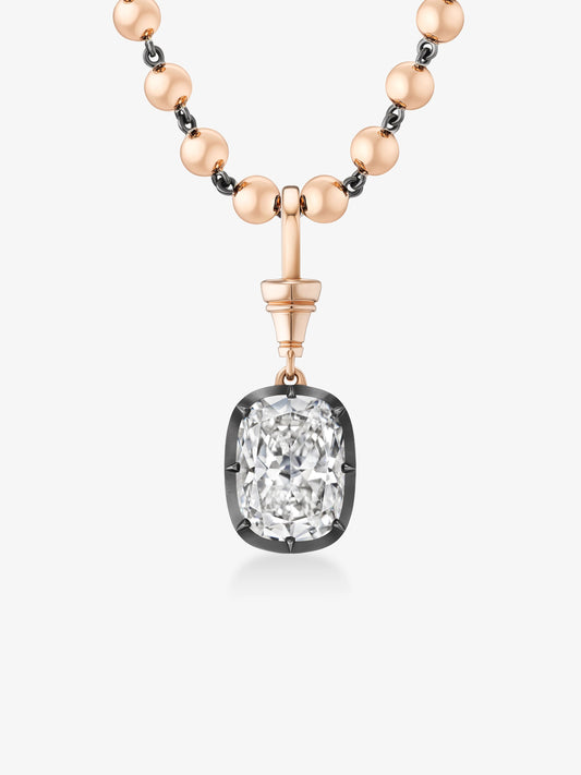 Ball n Chain 6.07ct Cushion Diamond Pendant View 2