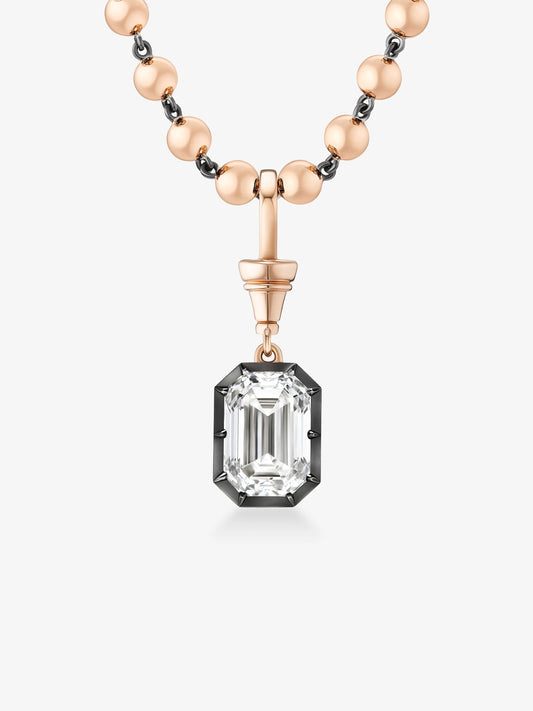 Ball n Chain 5.02ct Emerald Cut Diamond Pendant View 2