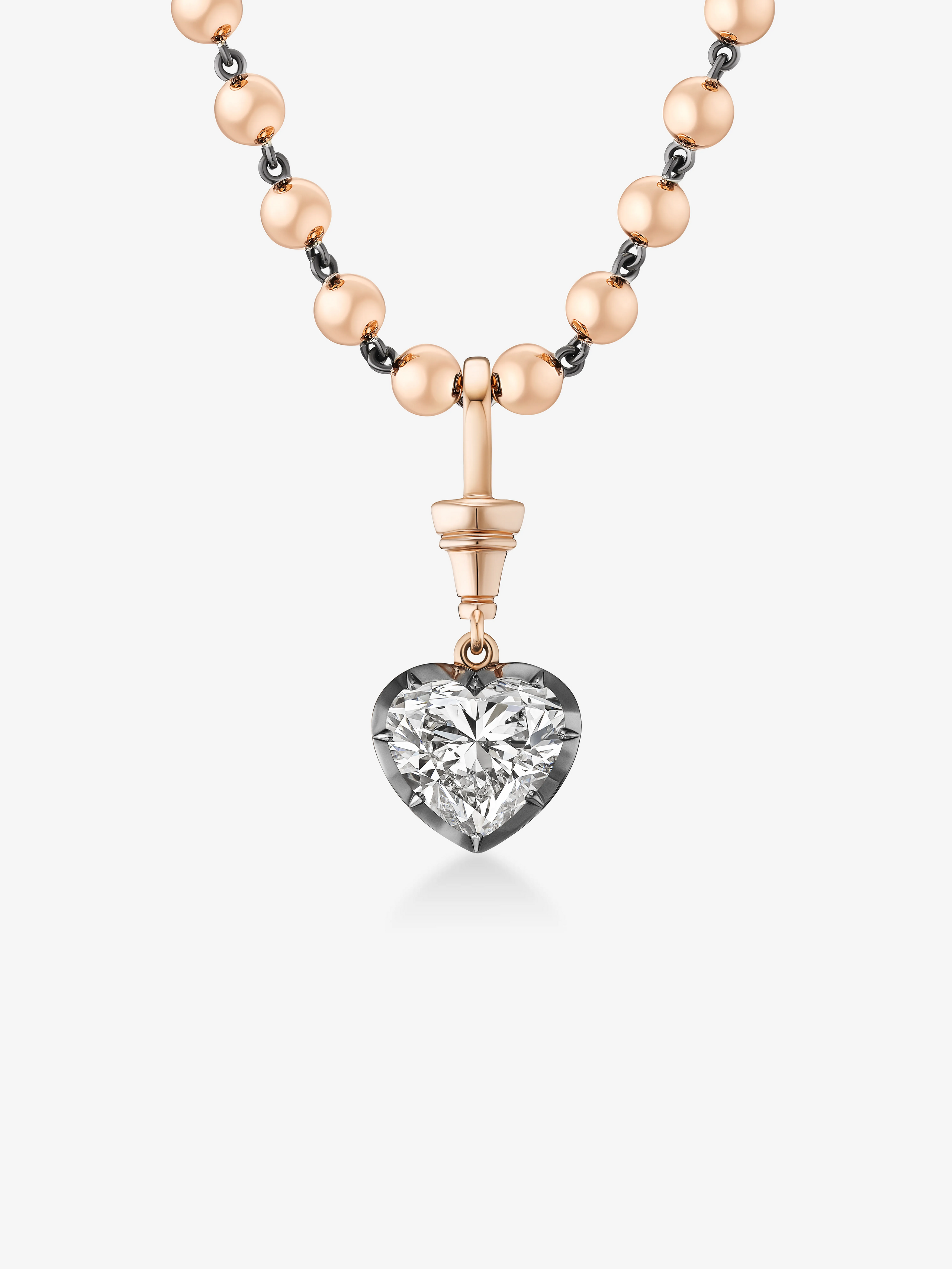 Ball n Chain 4.03ct Heart-Shaped Diamond Pendant View 2