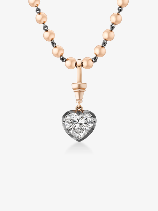Ball n Chain 4.03ct Heart-Shaped Diamond Pendant View 2