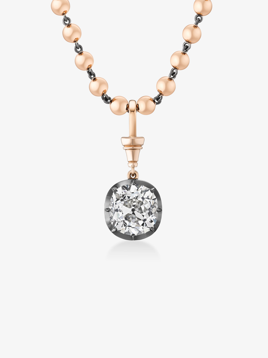 Ball n Chain 8.09ct Old Mine Cut Diamond Pendant View 2