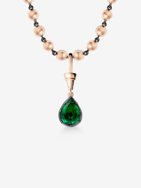 Ball n Chain 2.10ct Pear-Shaped Emerald Pendant View 2