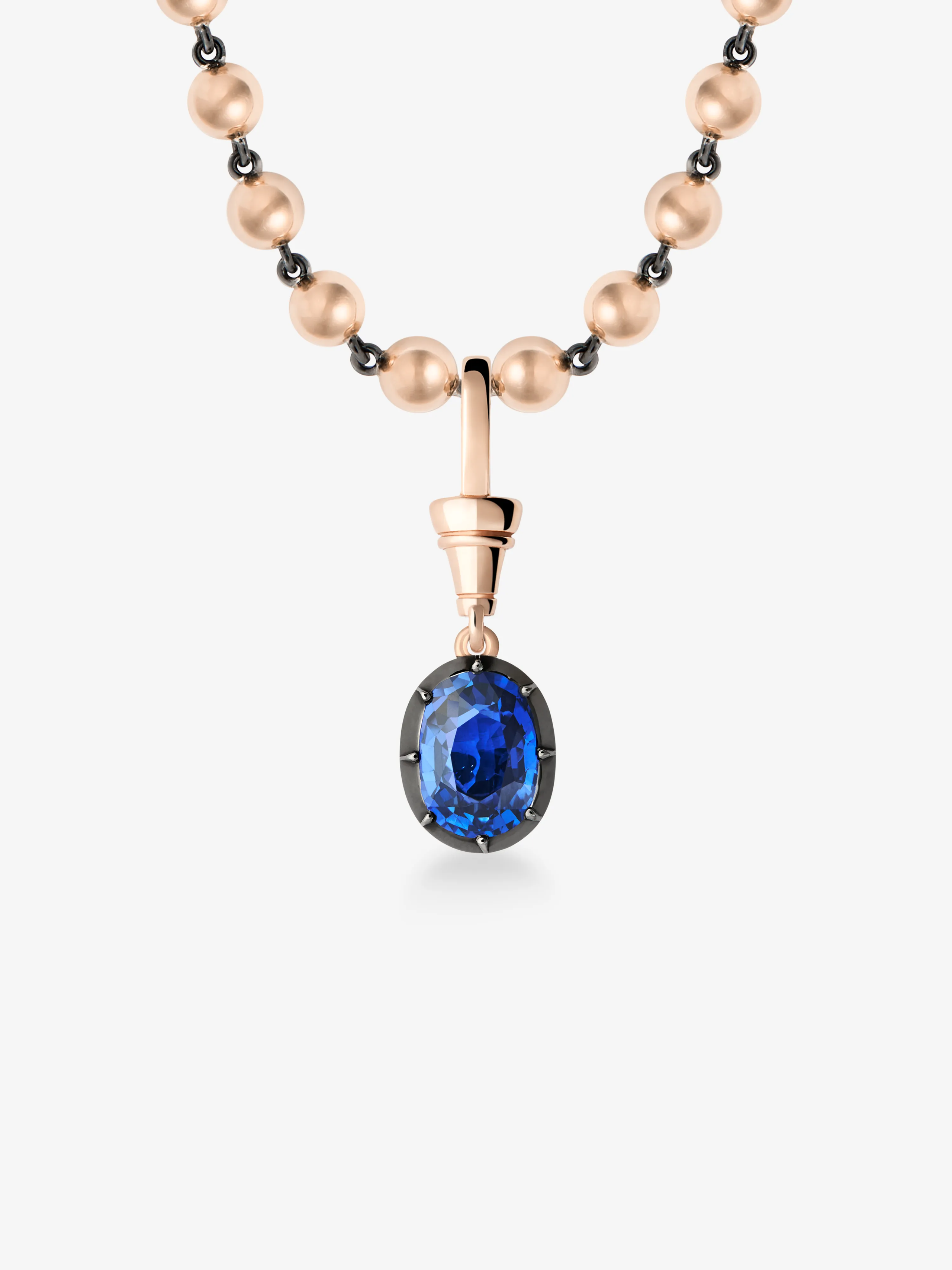 Ball n Chain 3ct Oval Sapphire Pendant View 2