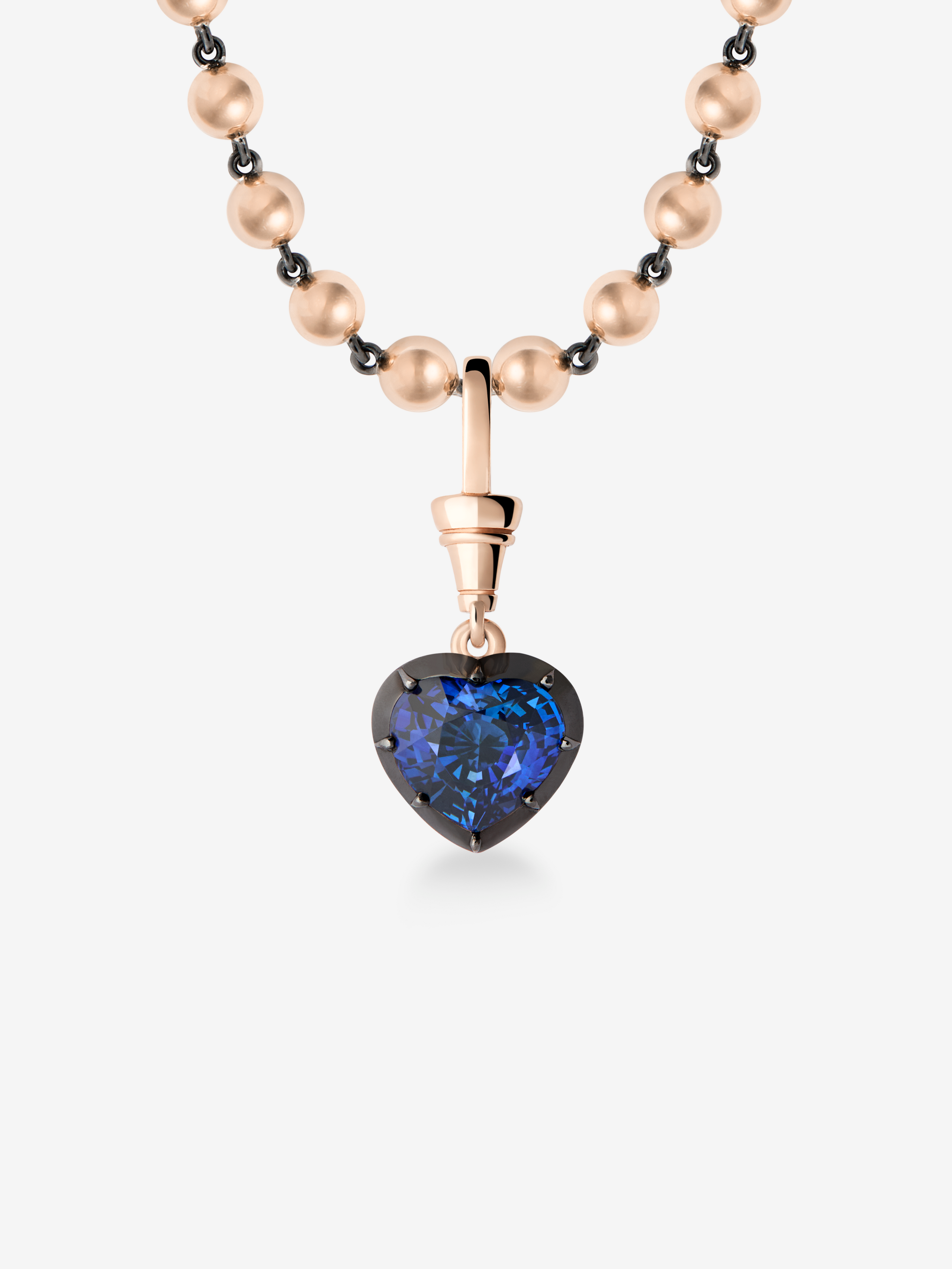 Ball n Chain 2.58ct Heart-Shaped Sapphire Pendant View 2