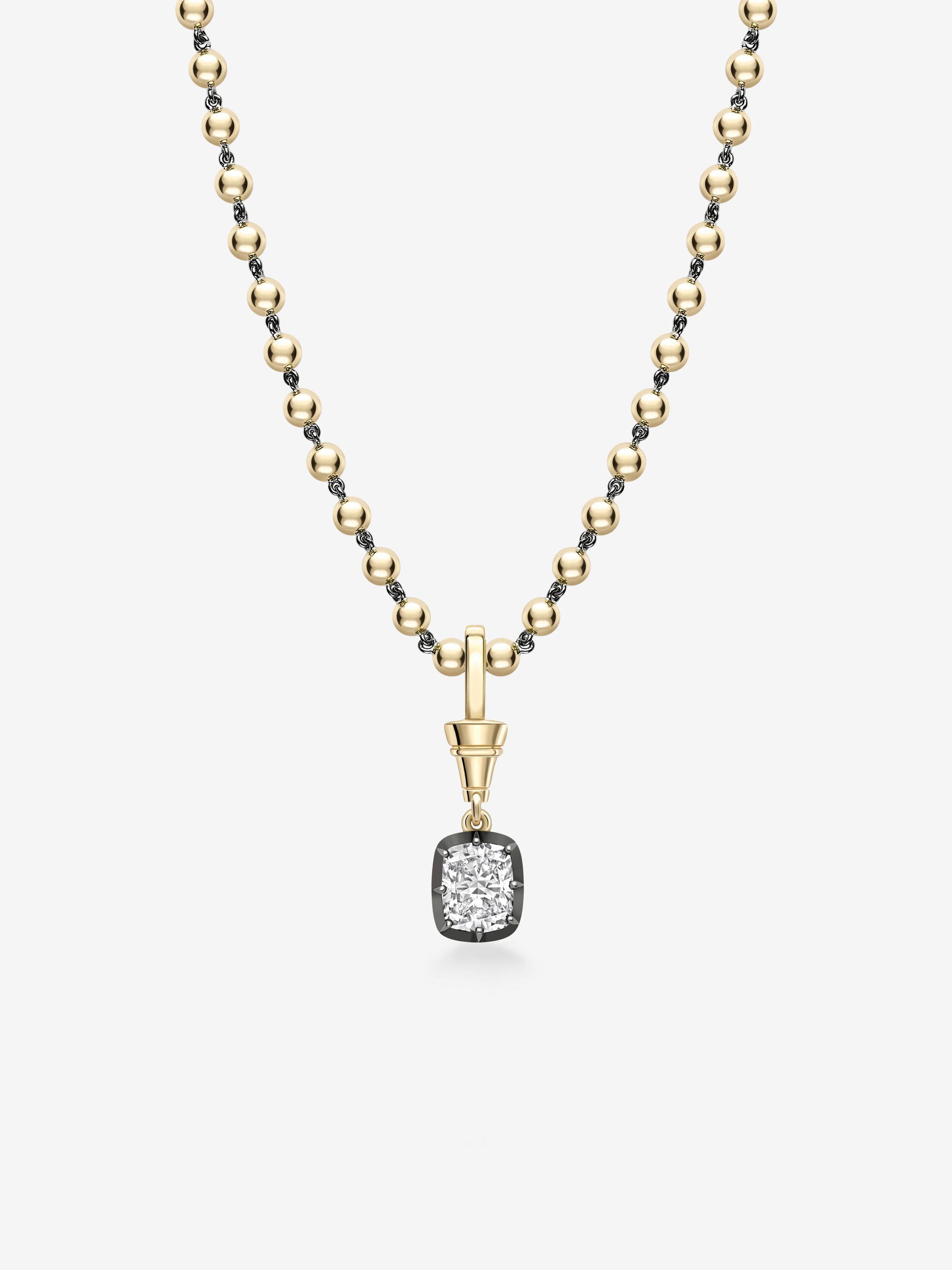 Ball n Chain 1.70ct Cushion Diamond Pendant View 2