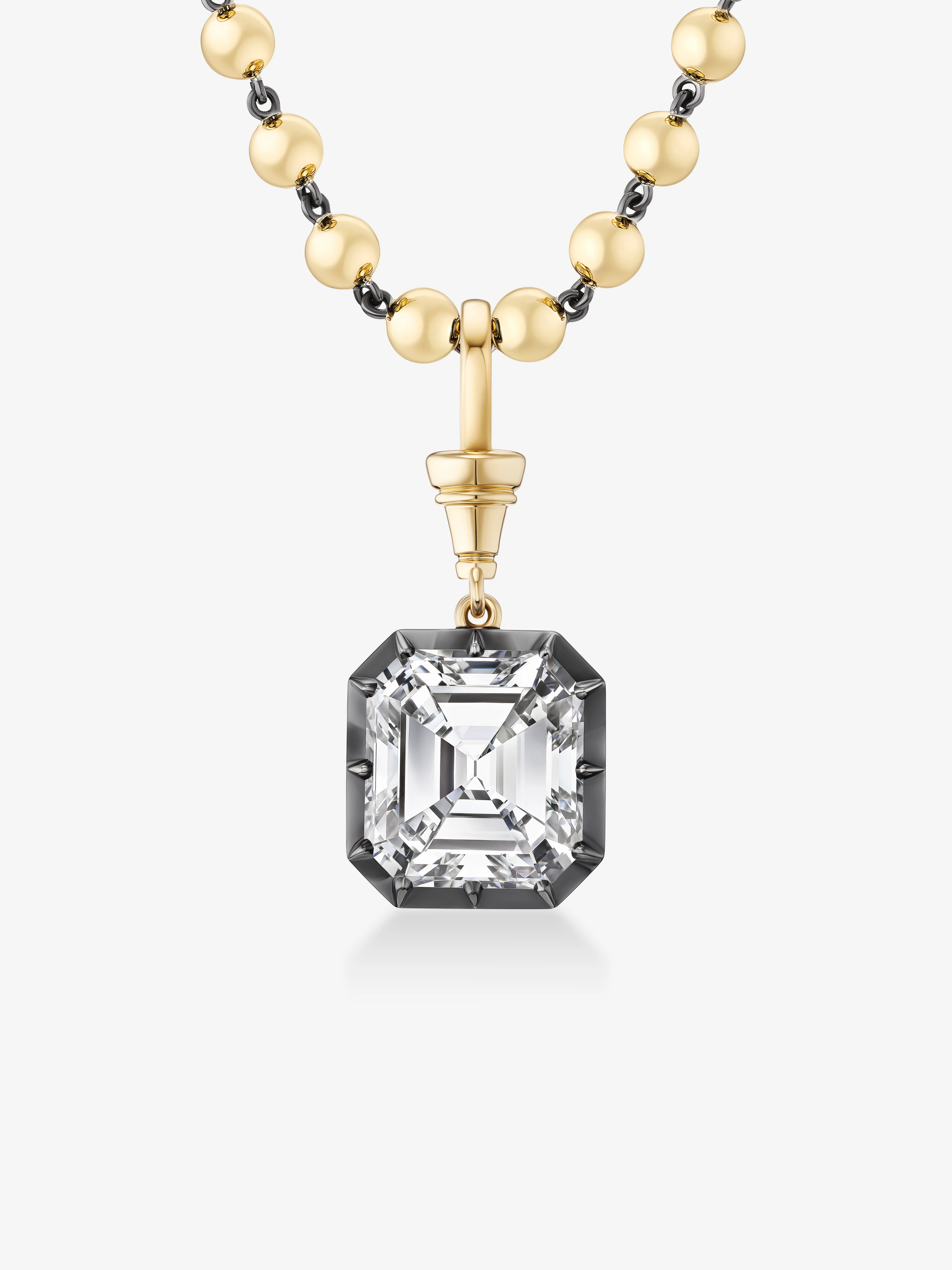 Ball n Chain 9.89ct Emerald Cut Diamond Pendant View 2