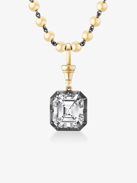Ball n Chain 9.89ct Emerald Cut Diamond Pendant View 2