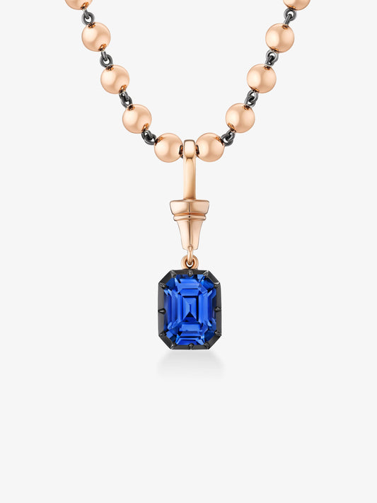 Ball n Chain 4.05ct Emerald Cut Sapphire Pendant View 2