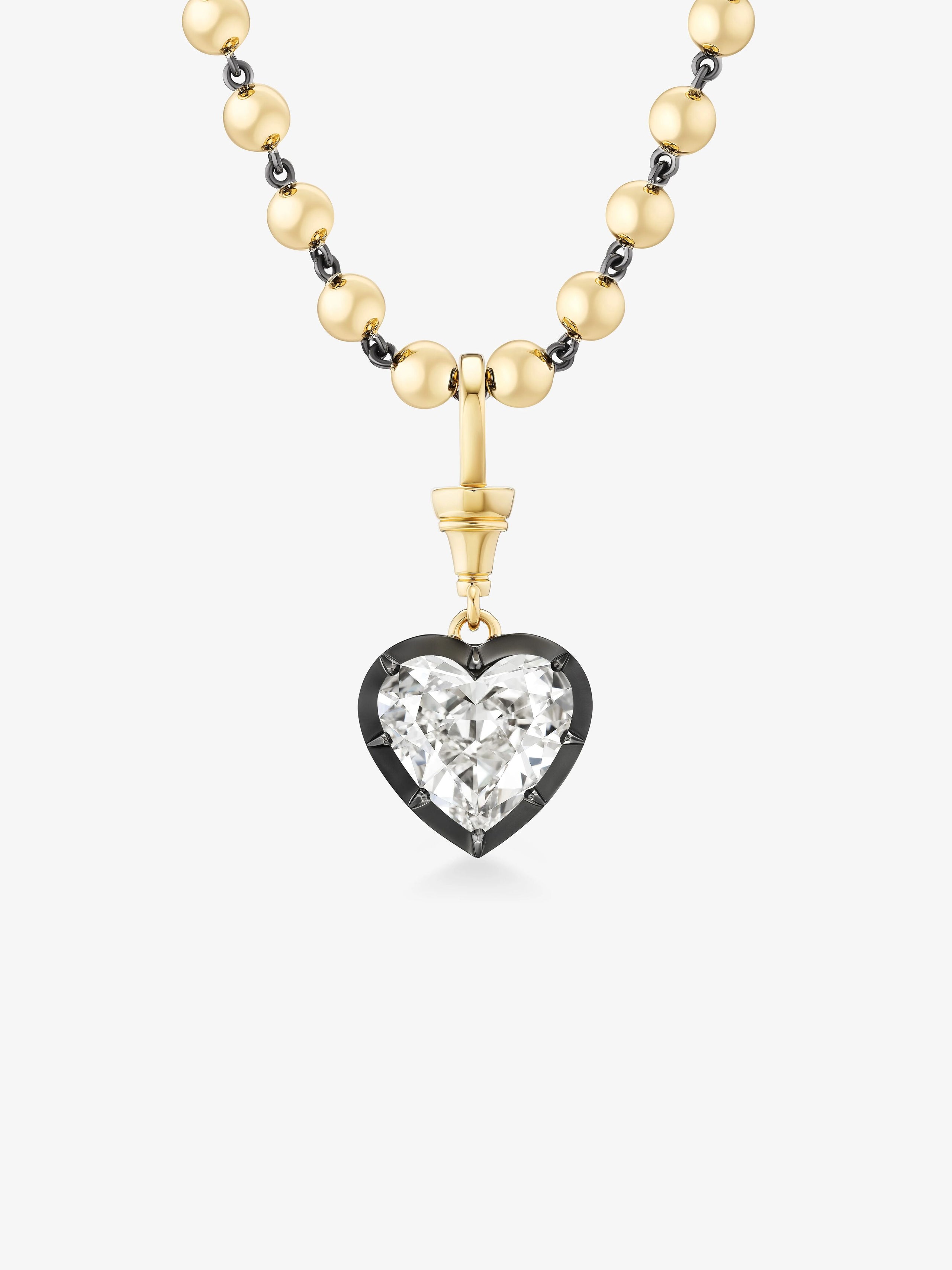 Ball n Chain 5.09ct Heart-Shaped Diamond Pendant View 2
