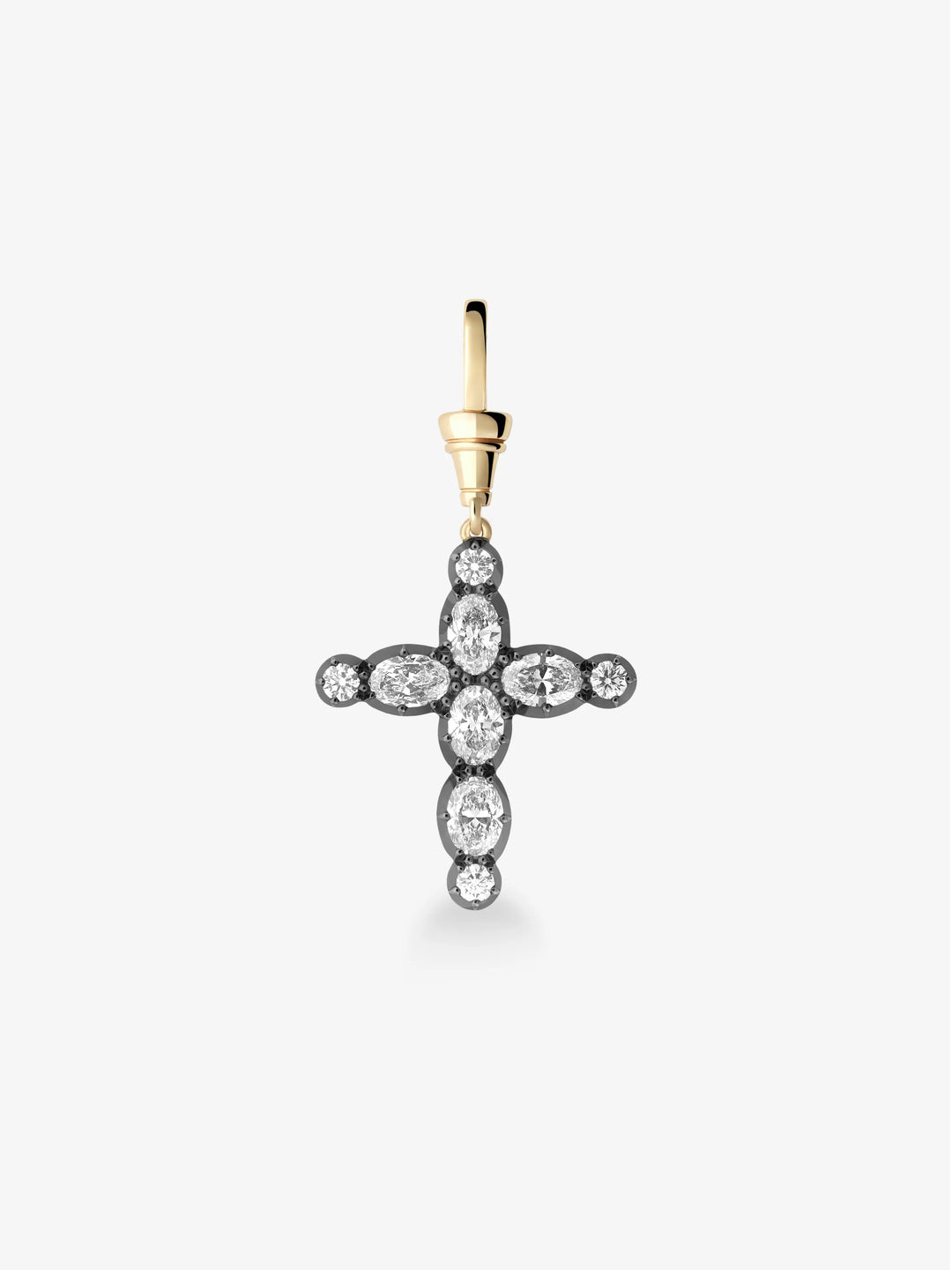 Oval Diamond Cross Pendant  View 1
