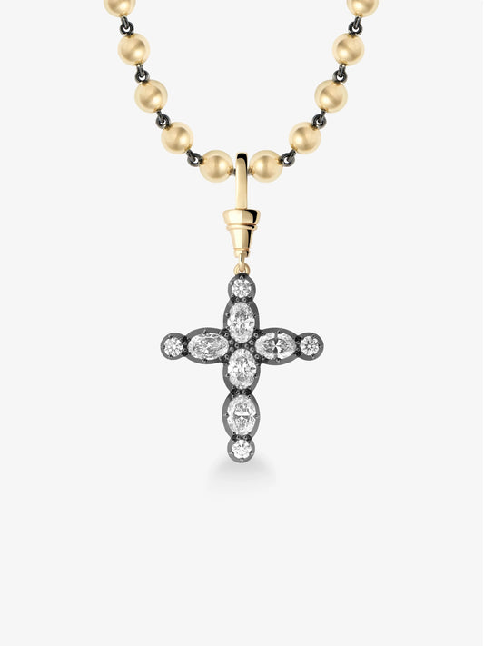 Oval Diamond Cross Pendant View 2
