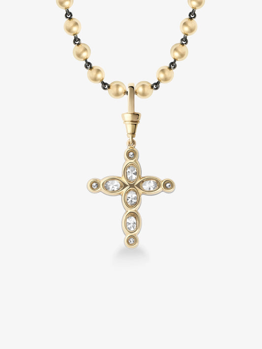 Oval Diamond Cross Pendant View 4