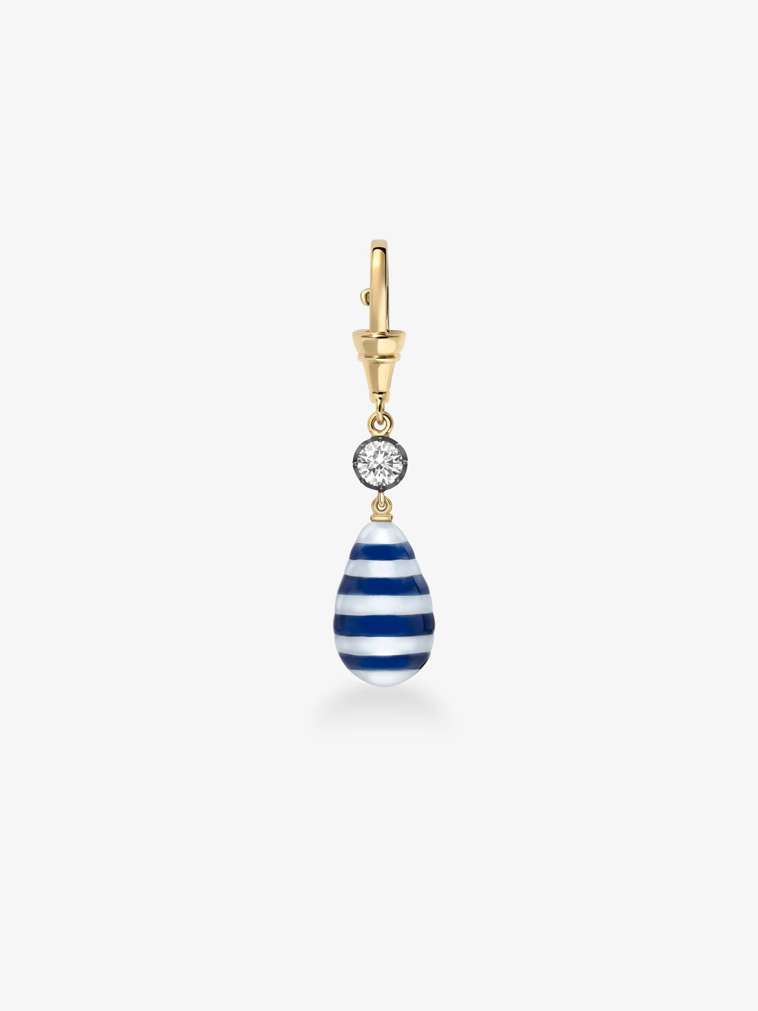 Hello Sailor Breton Stripe Pearl & 0.40ct Diamond Pendant  View 1