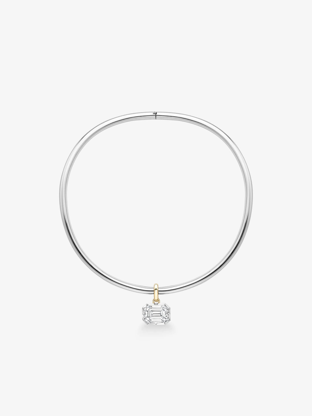 Emerald Cut Diamond Torque Necklace  View 1
