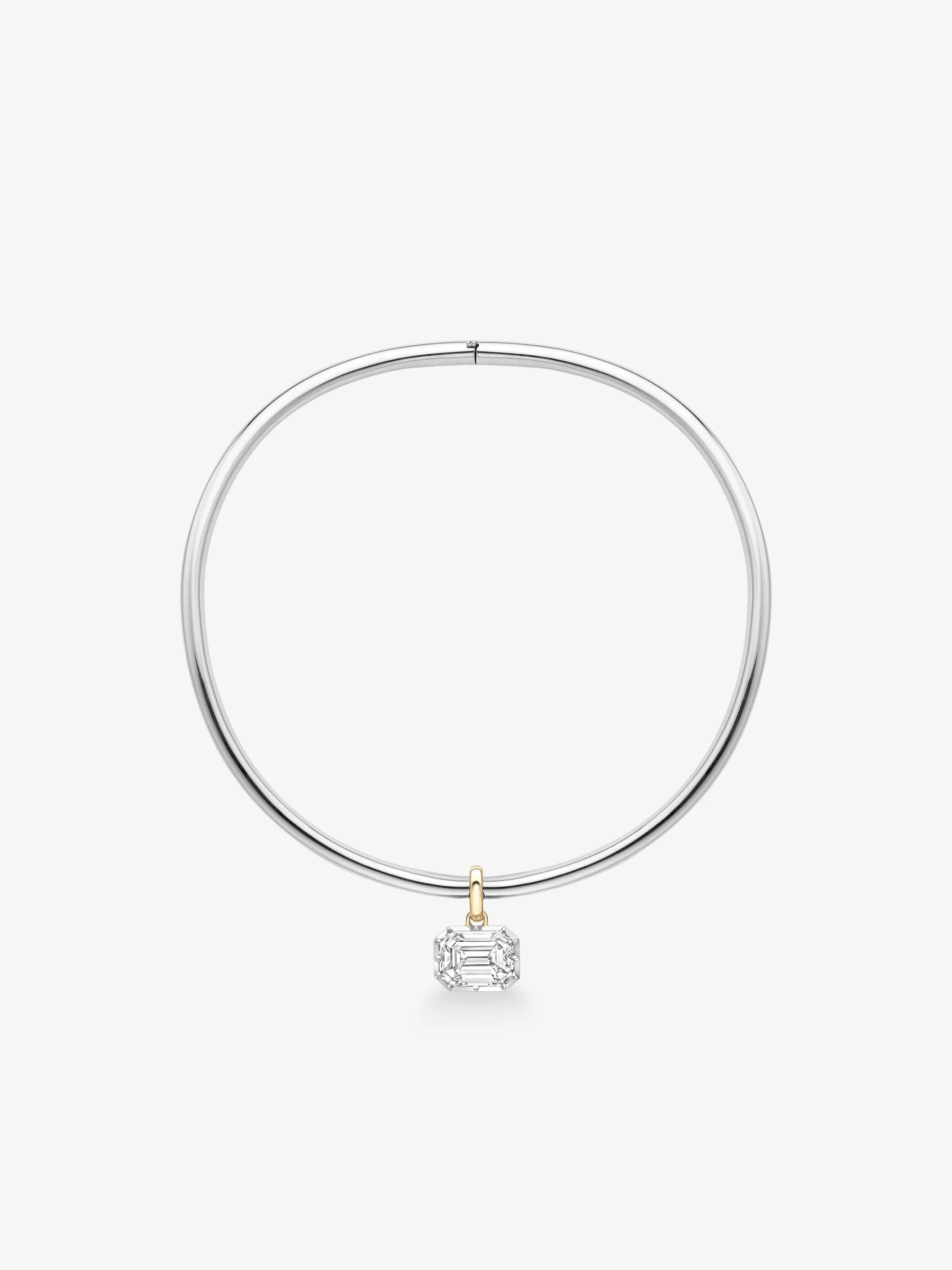 Emerald Cut Diamond Torque Necklace View 1