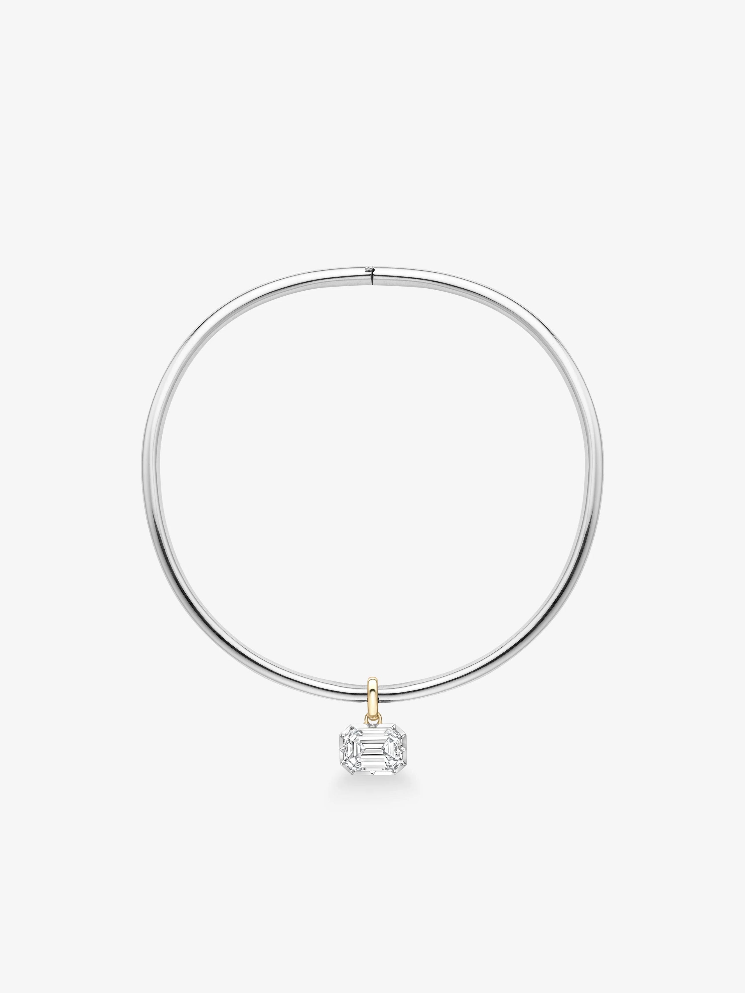 Emerald Cut Diamond Torque Necklace View 1