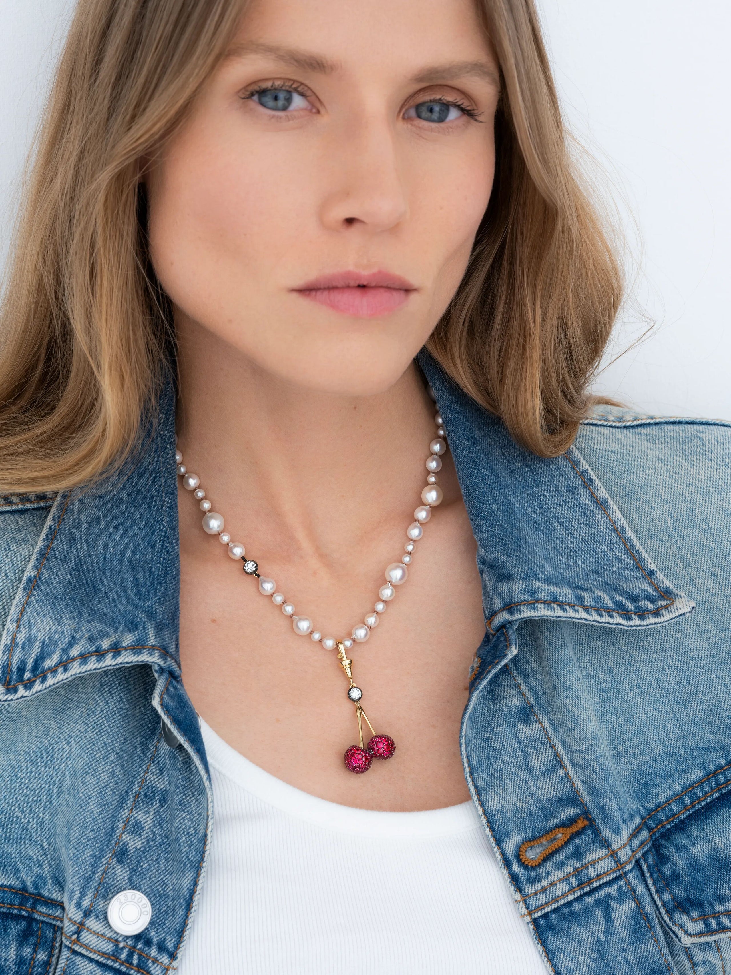 Fruit Salad Ruby Cherries & Diamond Pendant View 3