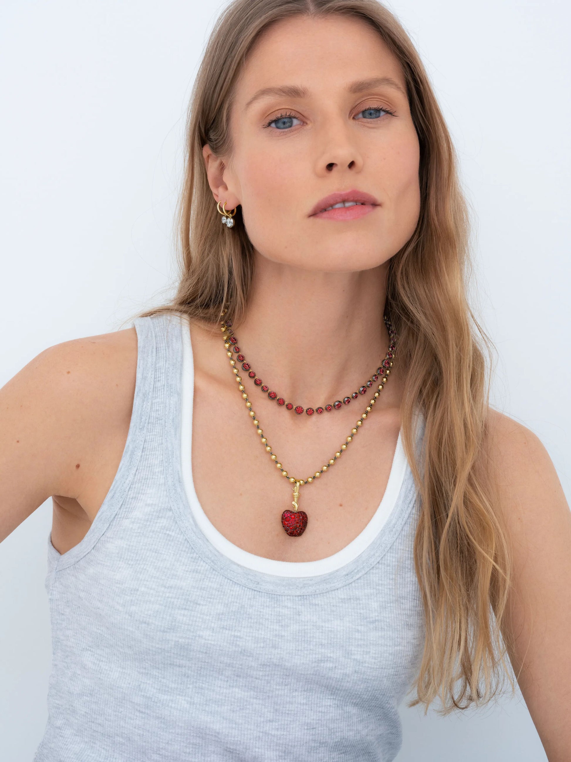 Fruit Salad Ruby Button Back Necklace View 3