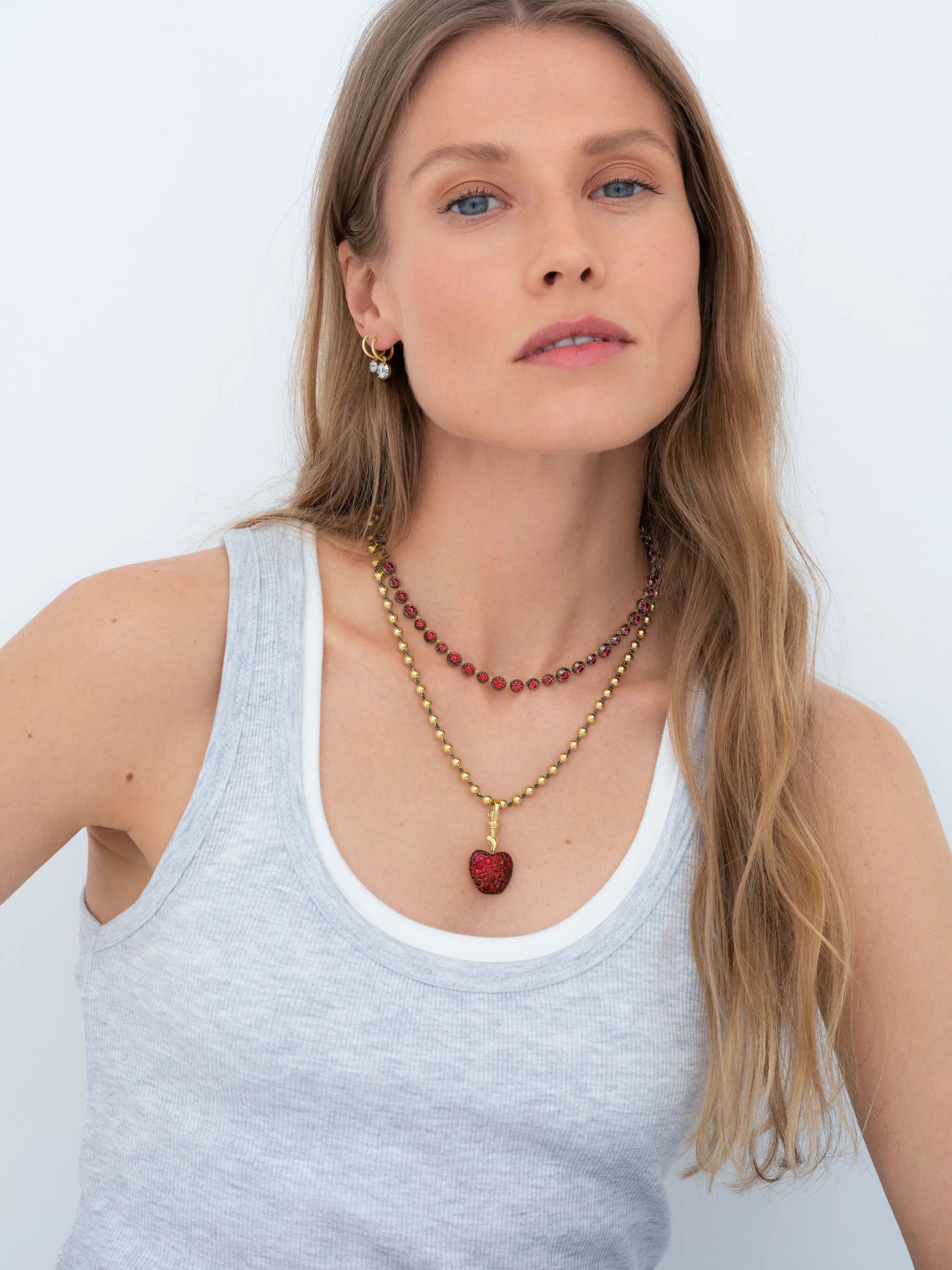 Fruit Salad Ruby Button Back Necklace View 3