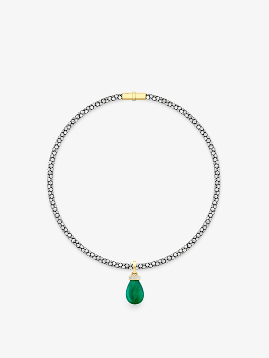 Tempest 22.06ct Cabochon Emerald & Diamond Pendant View 2