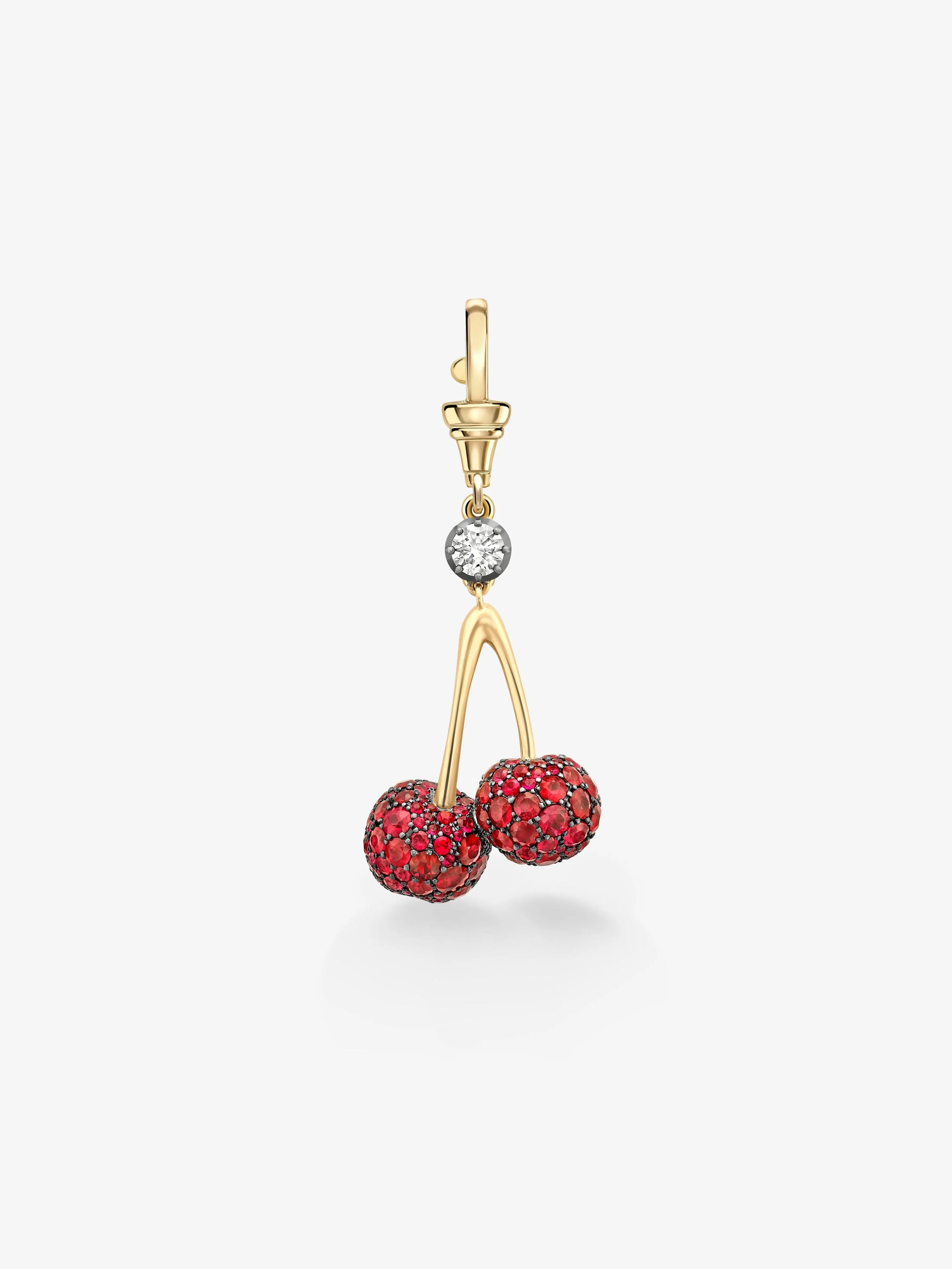 Fruit Salad Ruby Cherries & Diamond Pendant View 1