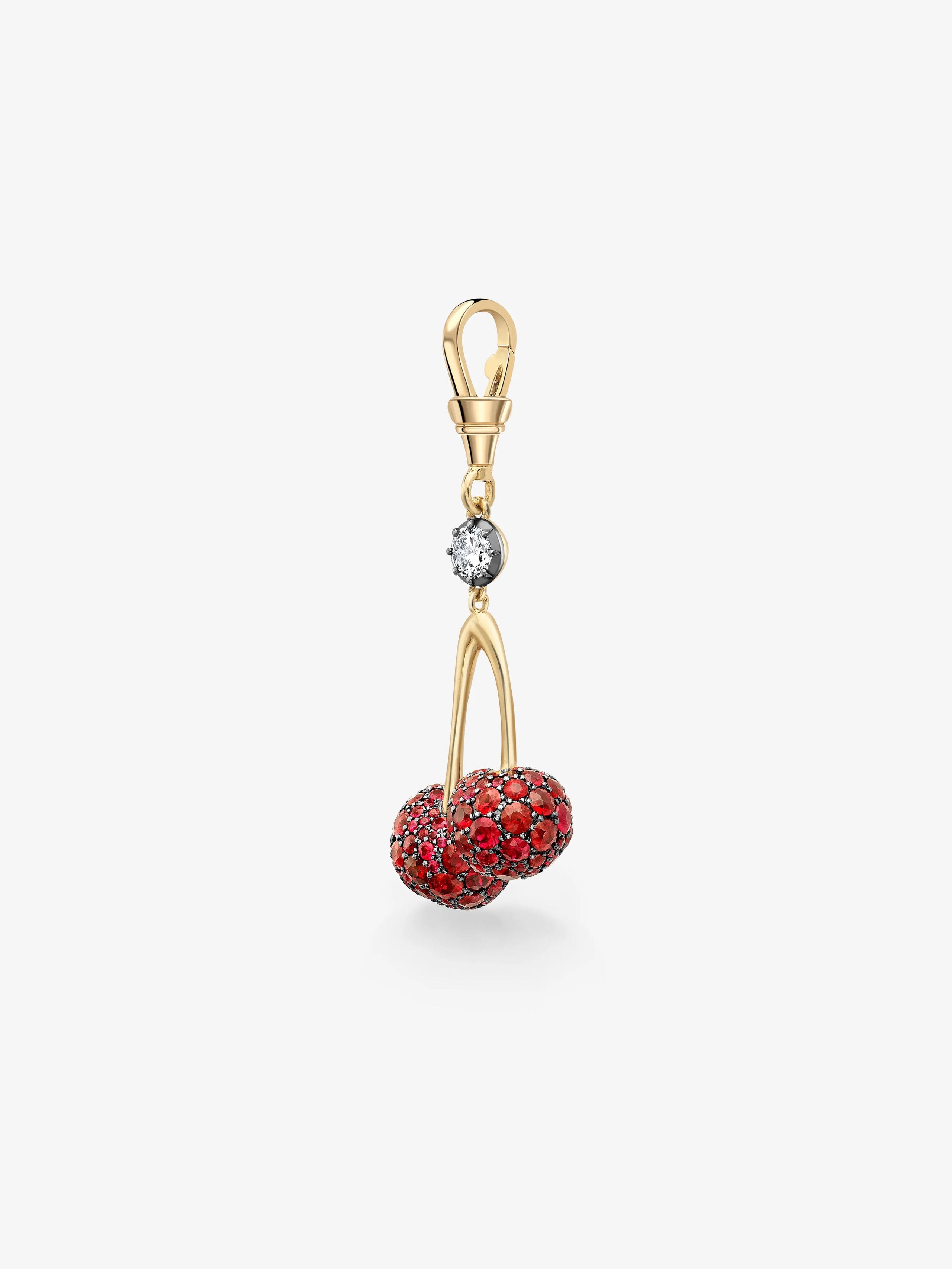 Fruit Salad Ruby Cherries & Diamond Pendant View 5