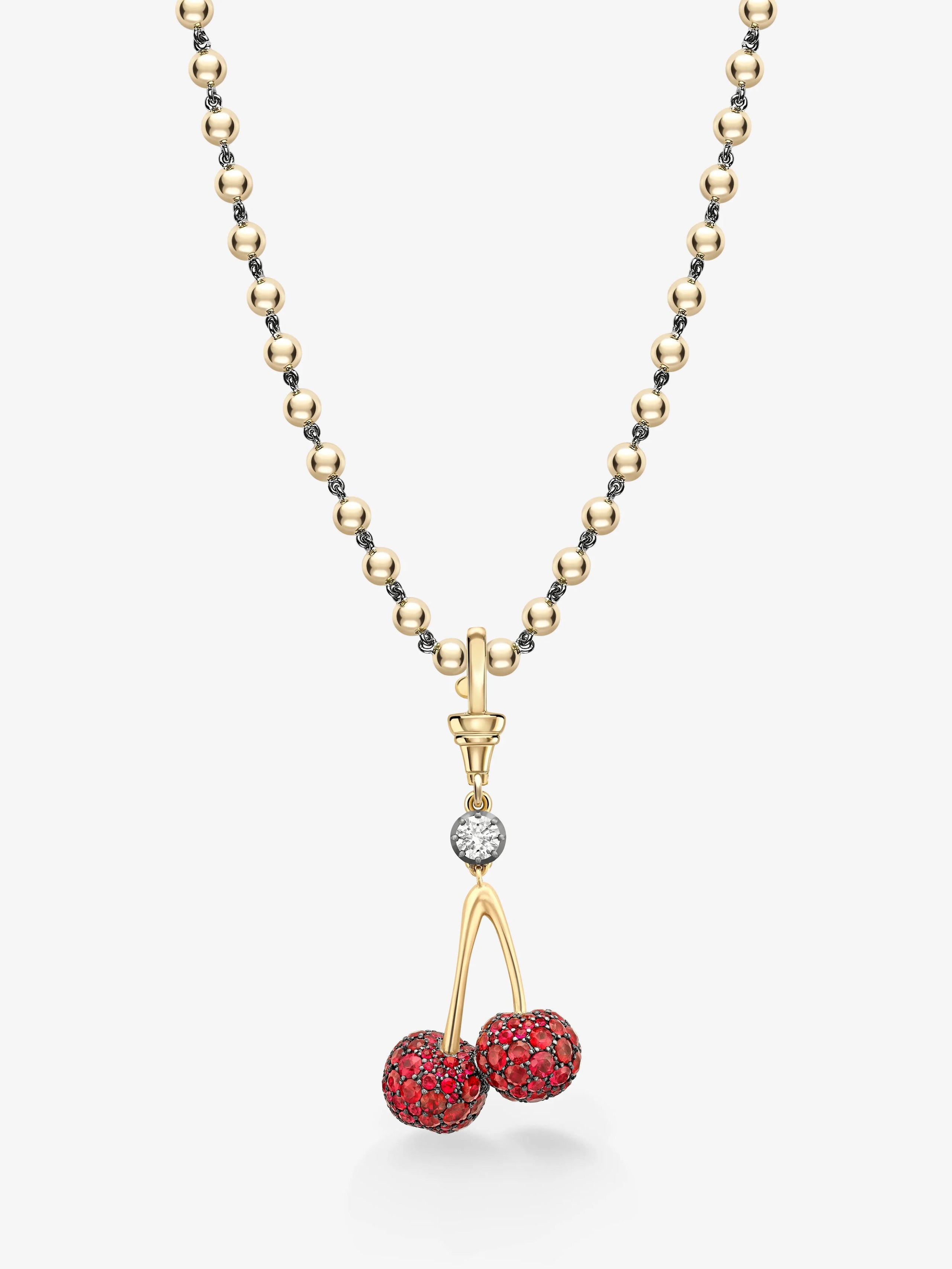 Fruit Salad Ruby Cherries & Diamond Pendant View 2