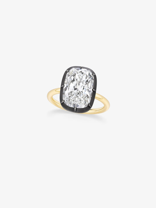 6.02ct Cushion Diamond Button Back Ring View 2