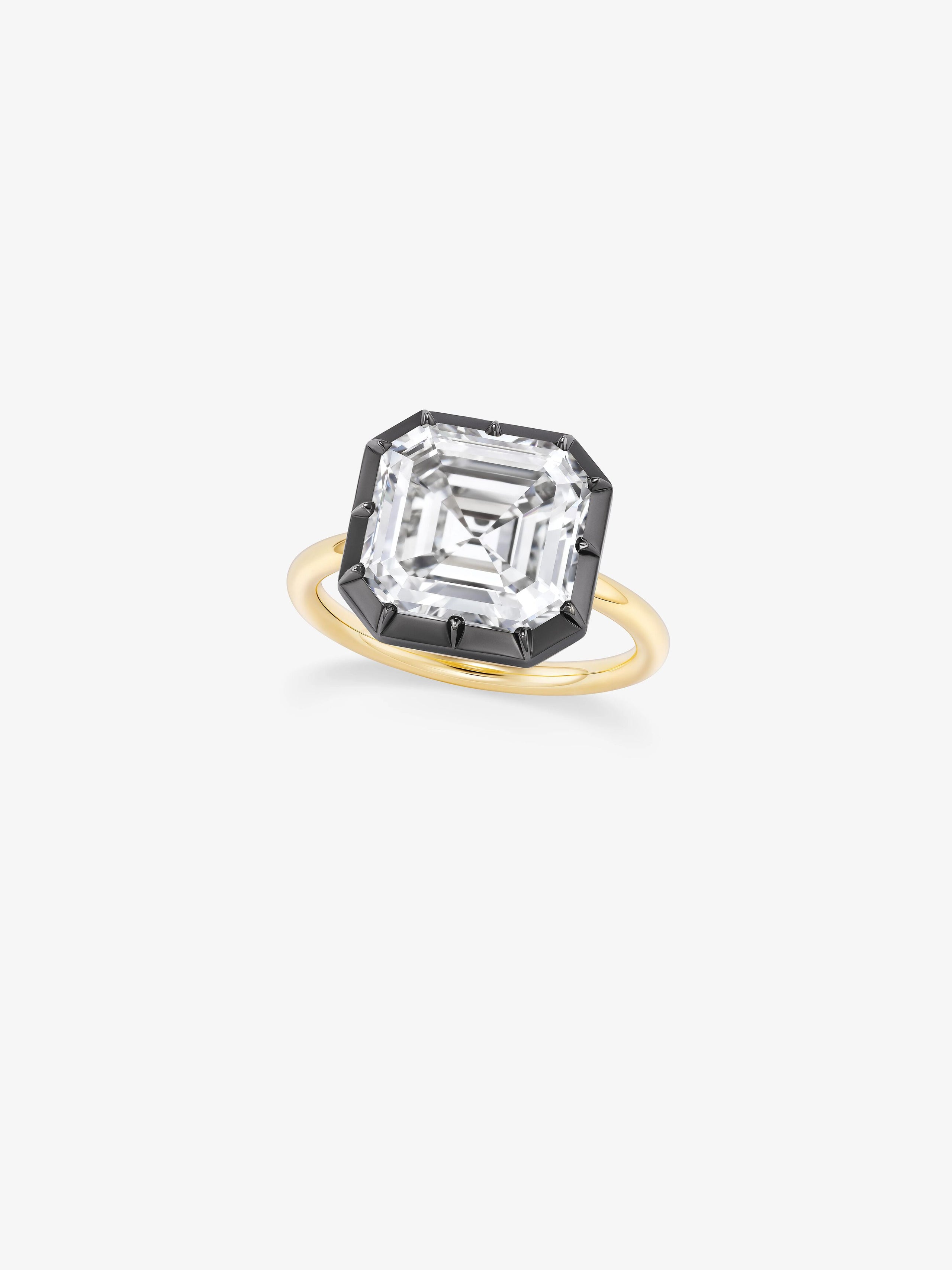 7.01ct Emerald Cut Diamond Button Back Ring View 2