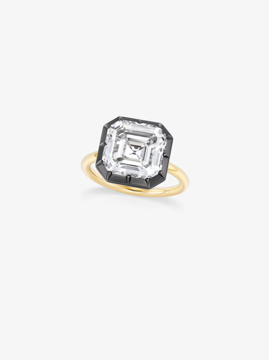 7.01ct Emerald Cut Diamond Button Back Ring View 2
